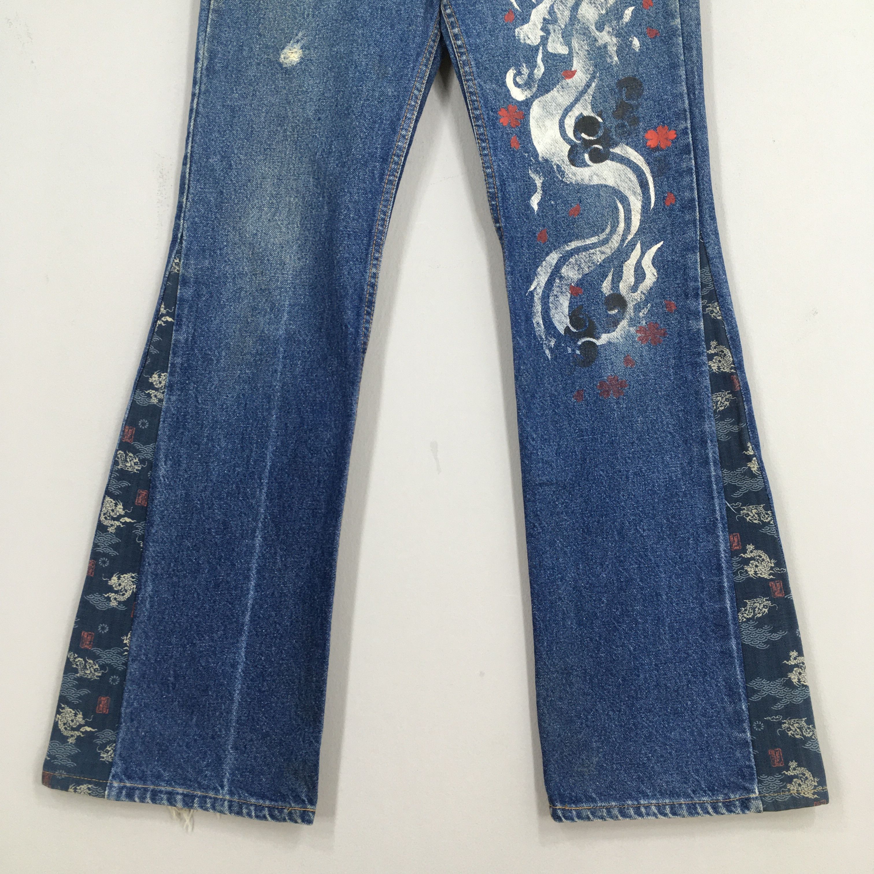 Levi's Size 29x31 Vintage 90s Levi's 517 Flared Painted Jeans S627 Size US 29 - 4 Thumbnail