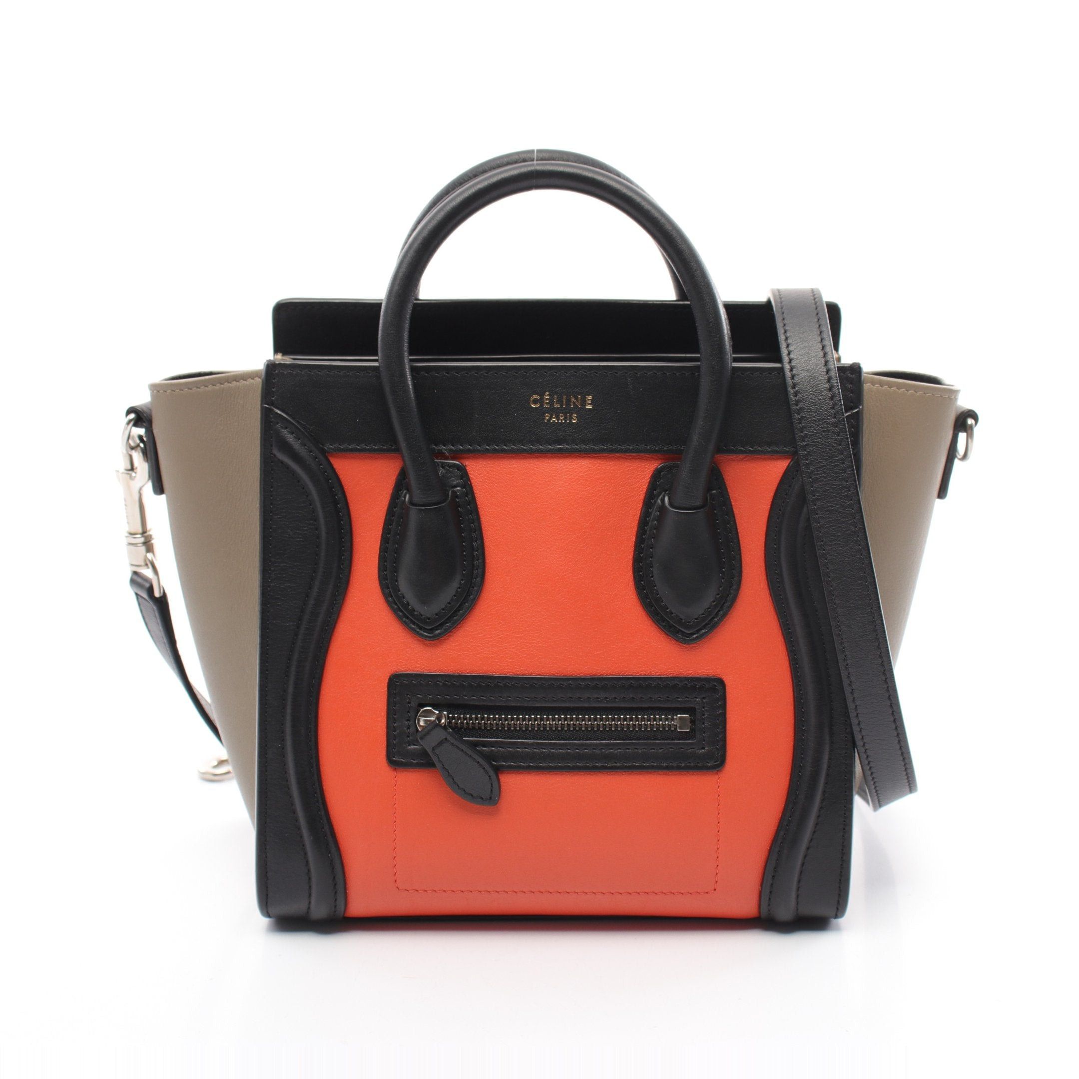 Celine Celine Luggage Nano Shopper Handbag Leather Orange Black Gray Beige Size ONE SIZE - 1 Thumbnail