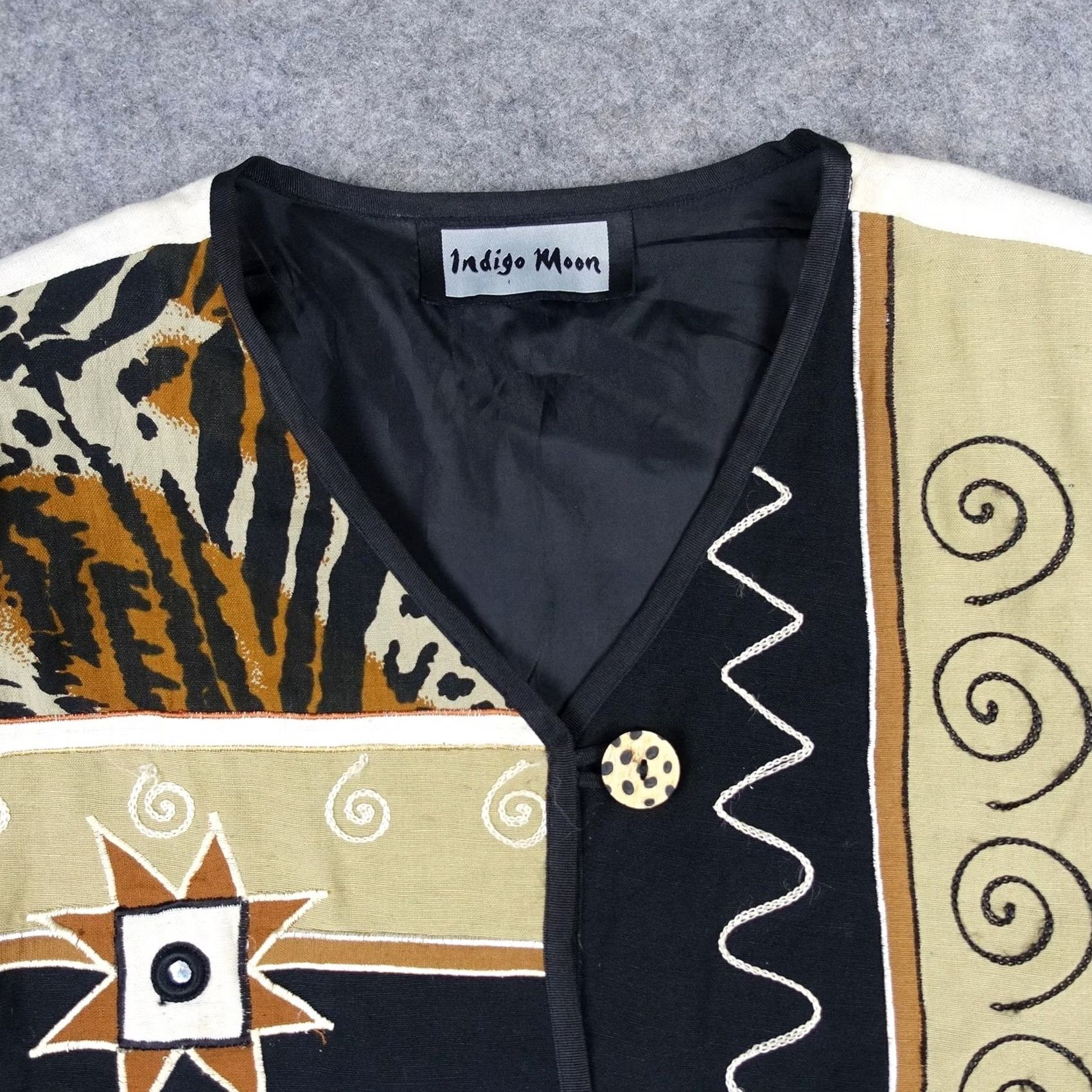 Vintage VINTAGE Indigo Moon Jacket Womens M Black Geometric Embroidered 90s Art Size M / US 6-8 / IT 42-44 - 2 Thumbnail