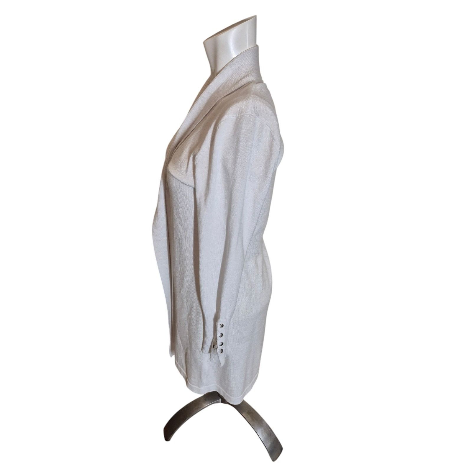 Magaschoni Magaschoni Cardigan Sweater White Contrast Knit Sweater Whit Size L / US 10 / IT 46 - 2 Thumbnail