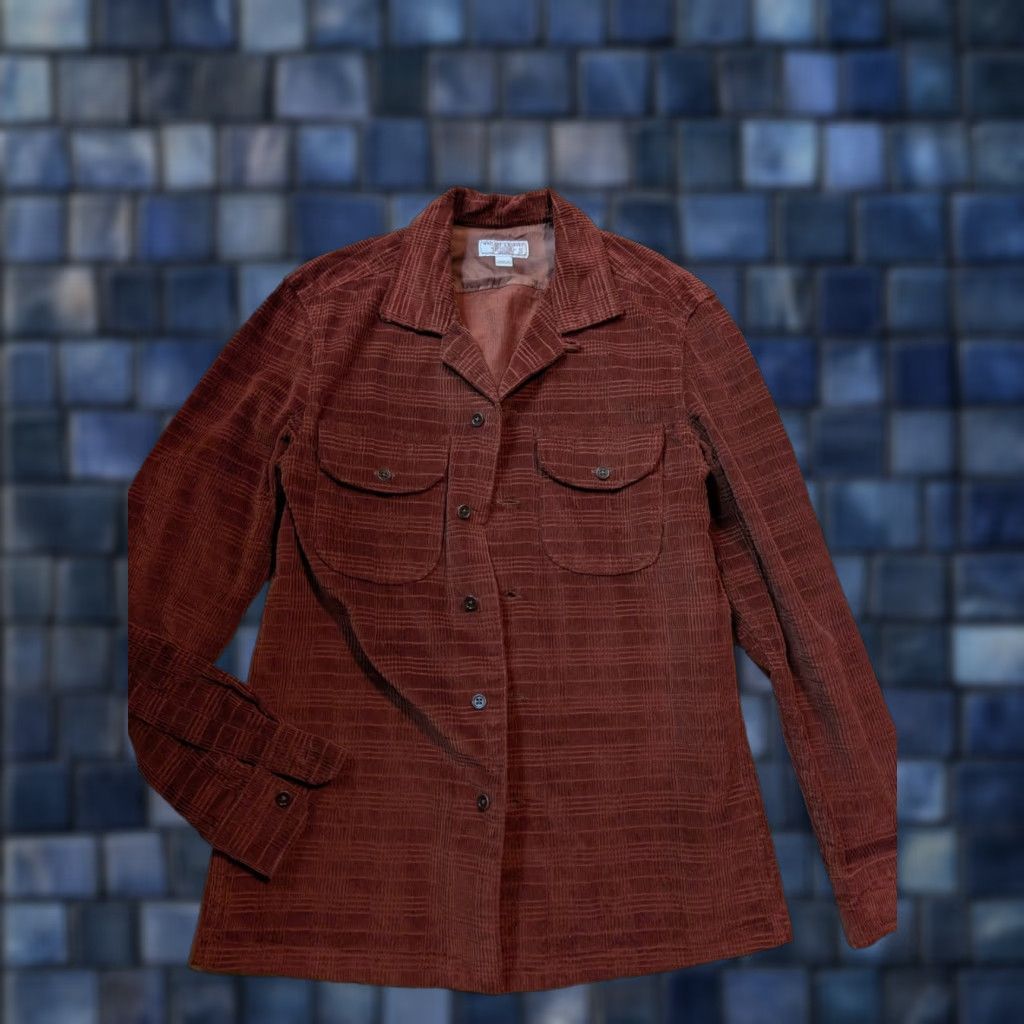 J.CREW Wallace & Barnes Work Jacket Corduroy Burnt Umber Button Up Small Red Plaid Men Mid-Length Casual Workwear