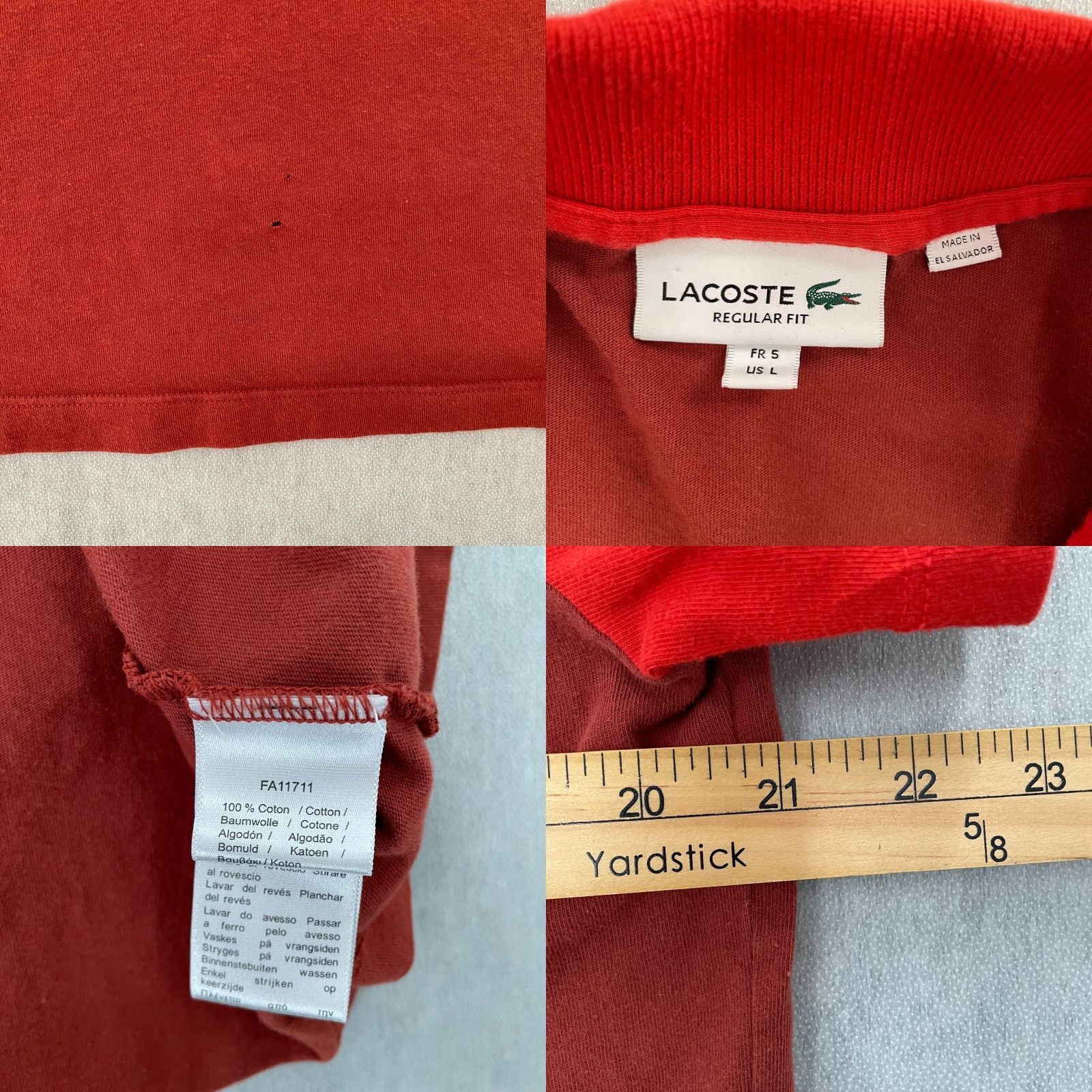 Lacoste Lacoste Shirt Adult Large Polo Short Sleeve Orange Logo Mens Polo Shirt Lacoste Casual Golf Preowned Crocodile Logo Regular Fit Size US L / EU 52-54 / 3 - 8 Thumbnail