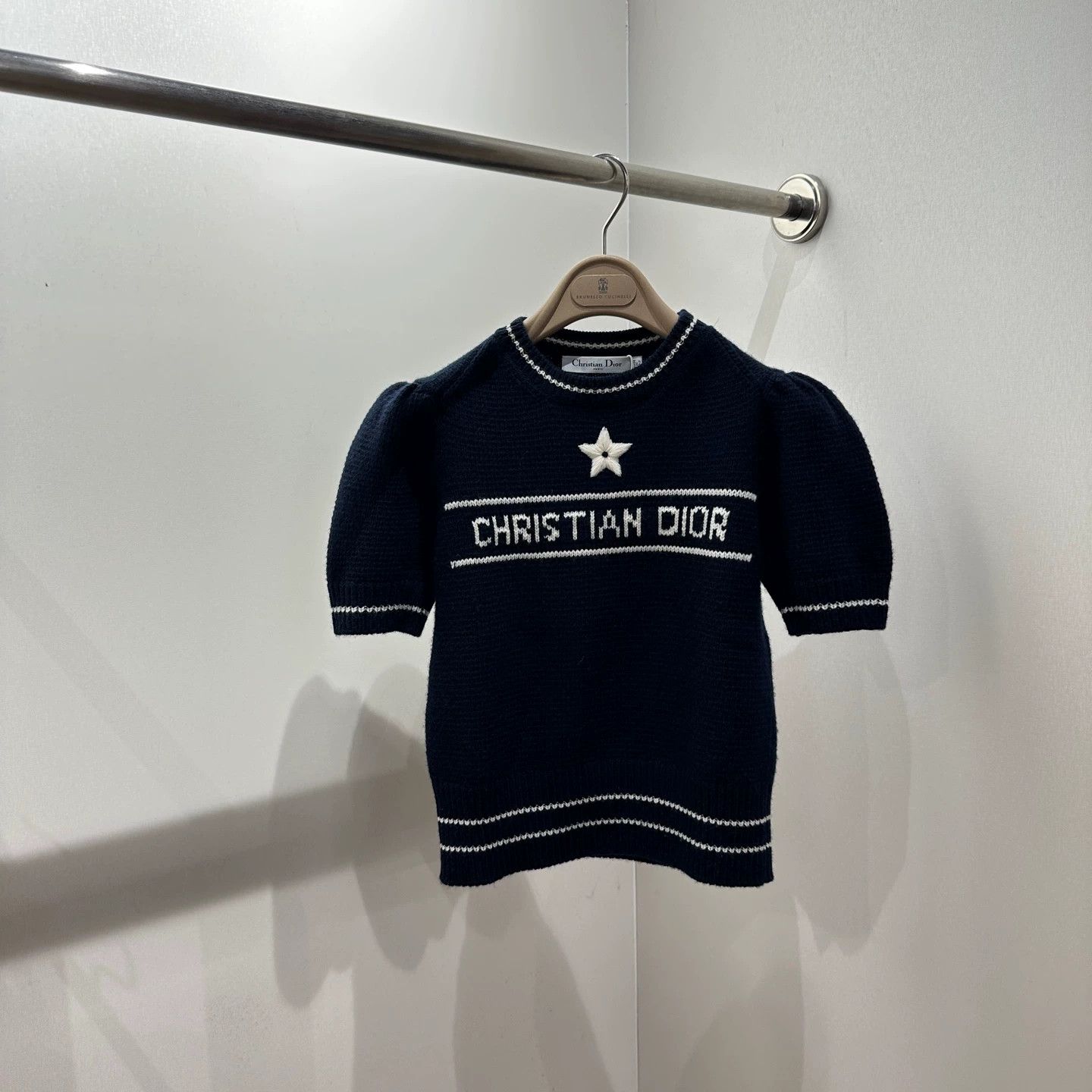 Christian Dior Monsieur Dior mar586 Star Motif Knit Short Sleeve Wool 36 Size XS / US 0-2 / IT 36-38 - 1 Thumbnail