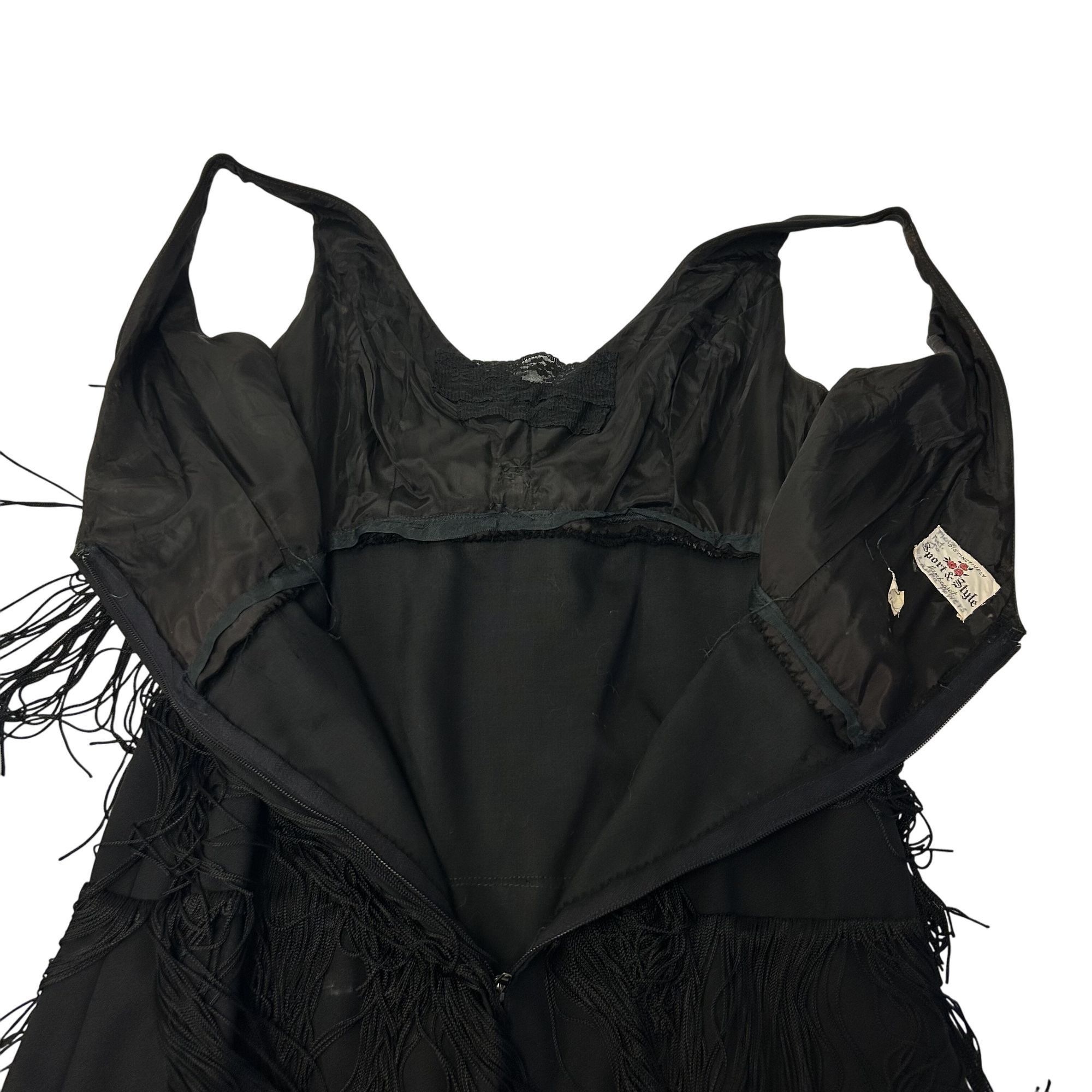 Vintage 1920's Black 3 Tier TASSEL Evening Cocktail FLAPPER Dress S Size S / US 4 / IT 40 - 9 Thumbnail