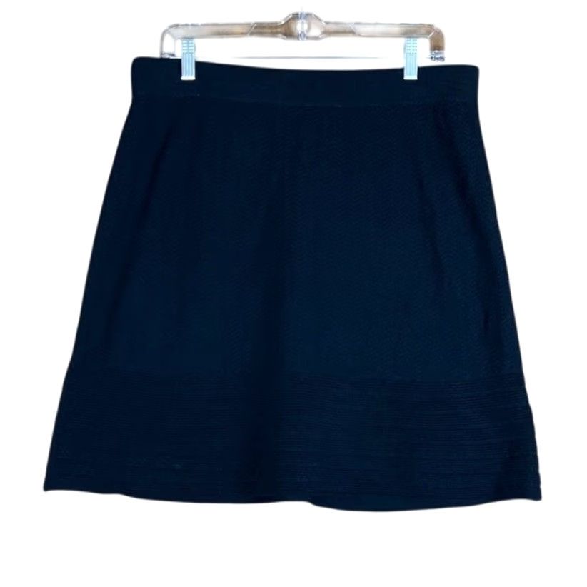 Vintage CAbi Skirt Navy Blue Bon Voyage Knit Pull On Elastic Waist #290 Large Size 36" / US 14 / IT 50 - 2 Thumbnail