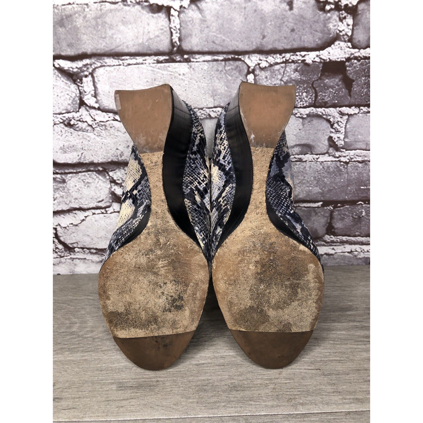 Lanvin LANVIN Ivory Blue Leather Snake Skin Pumps High Wedges Shoes Size US 9.5 / IT 39.5 - 5 Thumbnail