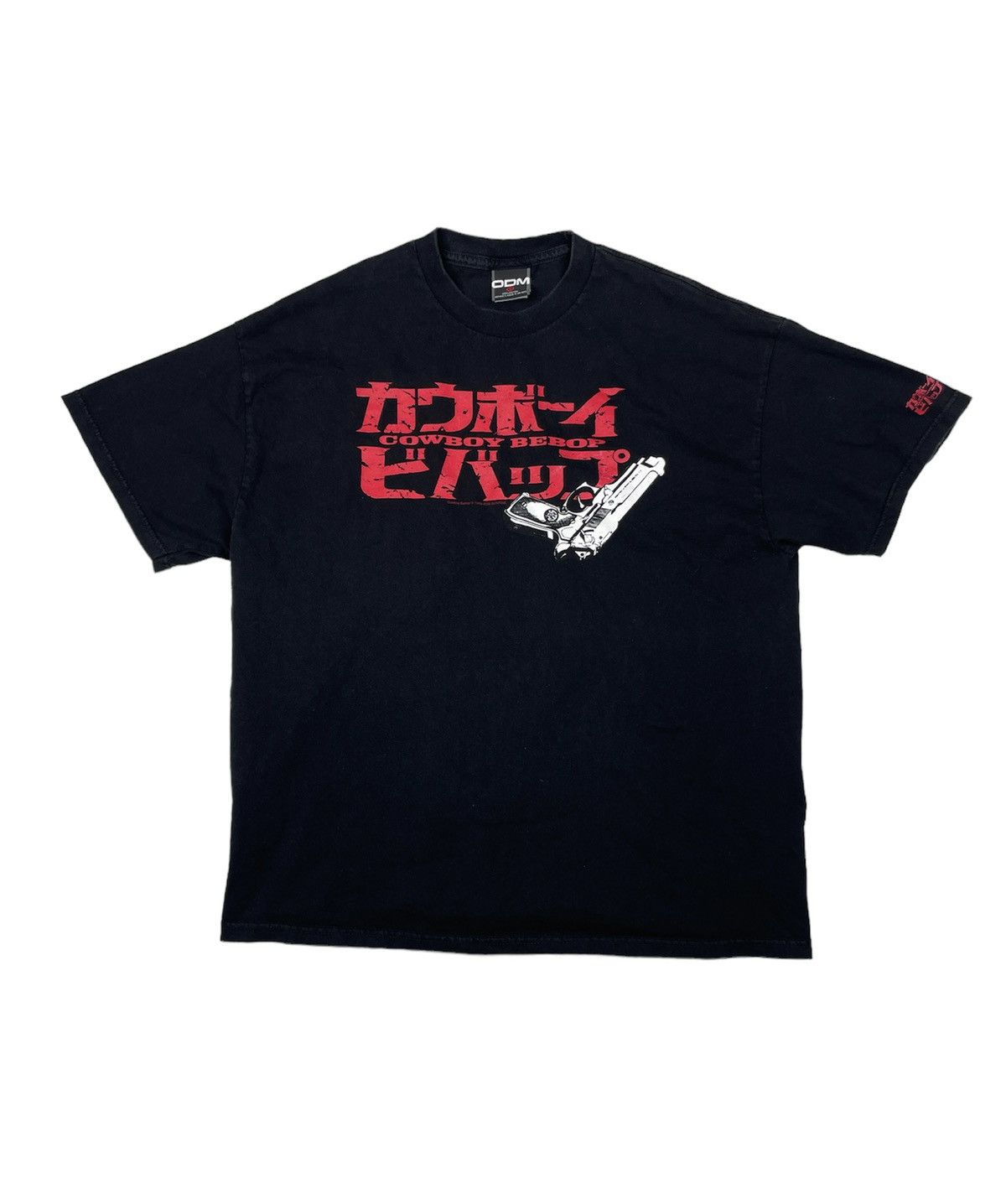 image of Anima x Odm Cowboy Bebop Gun Logo Shirt Anime Classic Spike Spiegel in Black, Men's (Size XL)