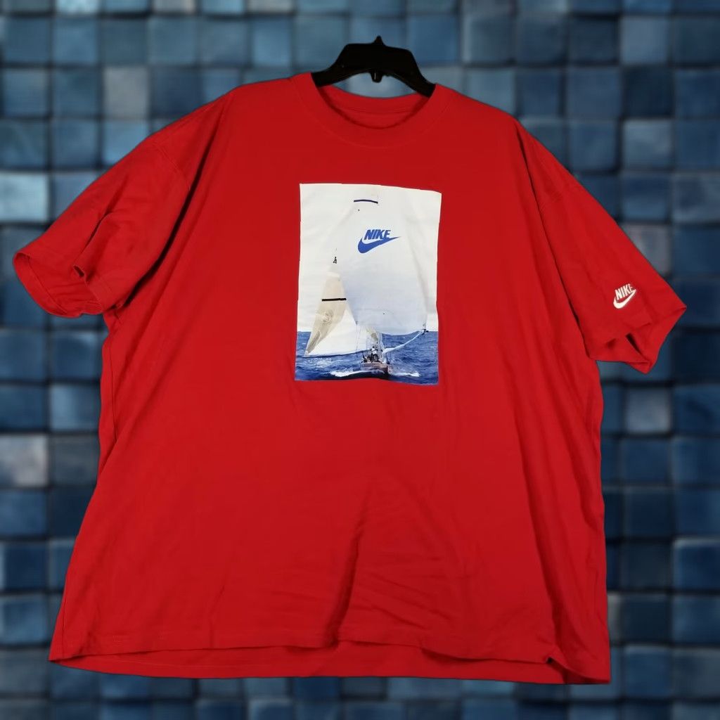Nike VINTAGE Nike Shirt Mens 2XL Red Sailing Boat Swoosh Graphic Tee 1987 Dept of Archives Mens Size US XXL / EU 58 / 5 - 1 Thumbnail