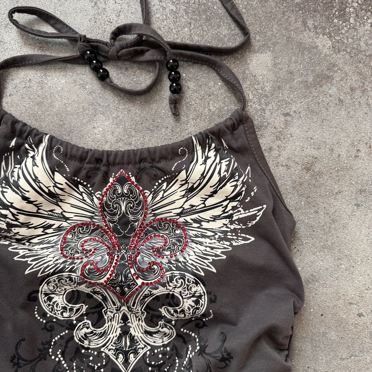 If Six Was Nine Y2K Gothic Print Super Sexy Crop Top Size S / US 4 / IT 40 - 5 Thumbnail
