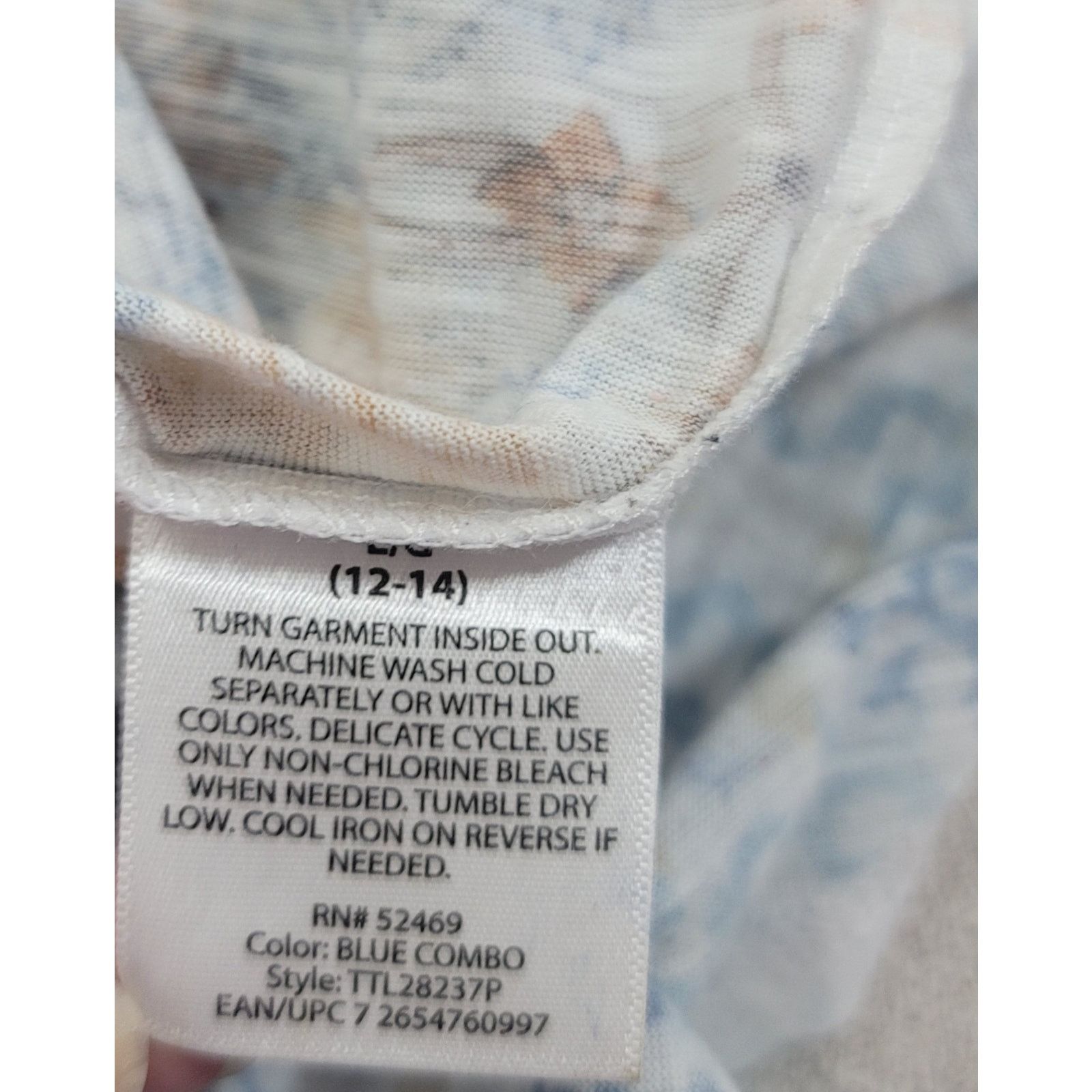 Other Blue Orange Floral Slub Knit Top L Short Sleeves Round Neck Size L / US 10 / IT 46 - 4 Thumbnail