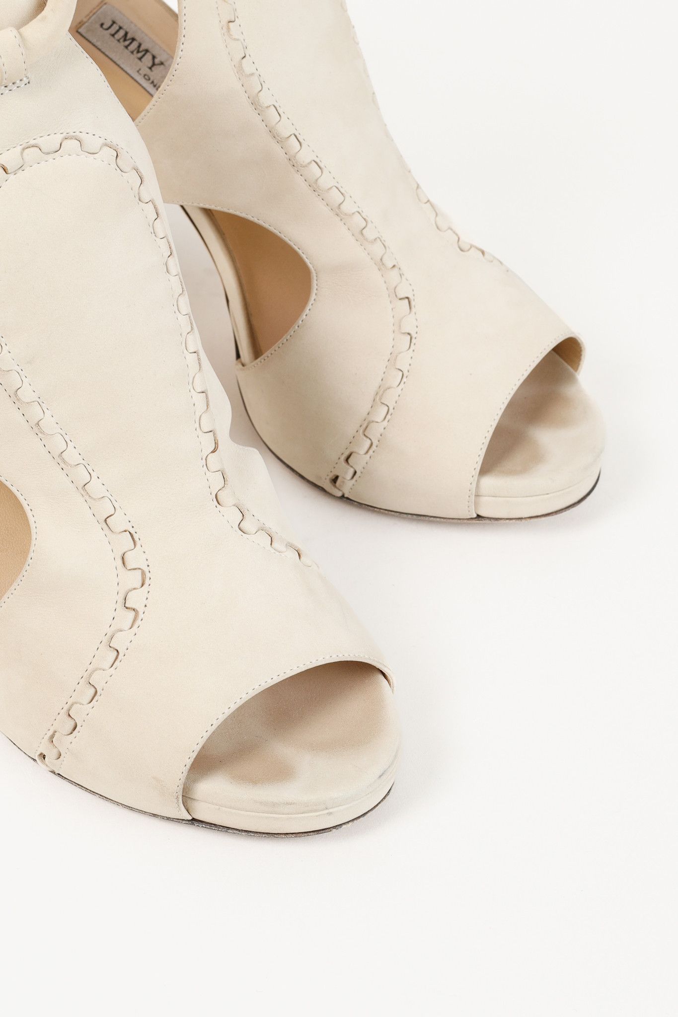 Jimmy Choo Jimmy Choo Tinsay Cream Nubuck-Leather Cutout Sandals Size US 9.5 / IT 39.5 - 7 Thumbnail