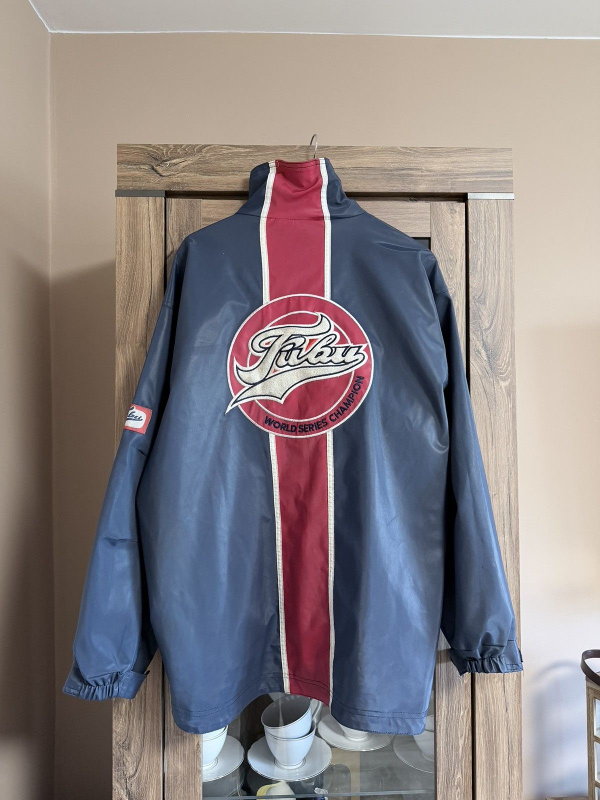Fubu Vintage Fubu Varsity Waterproof Jacket Navy Red Distressed Size US M / EU 48-50 / 2 - 1 Thumbnail