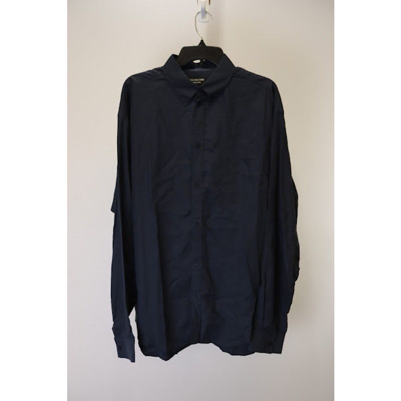 Balenciaga o1rshd1 Button up Shirt in Navy Blue Size US S / EU 44-46 / 1 - 1 Thumbnail