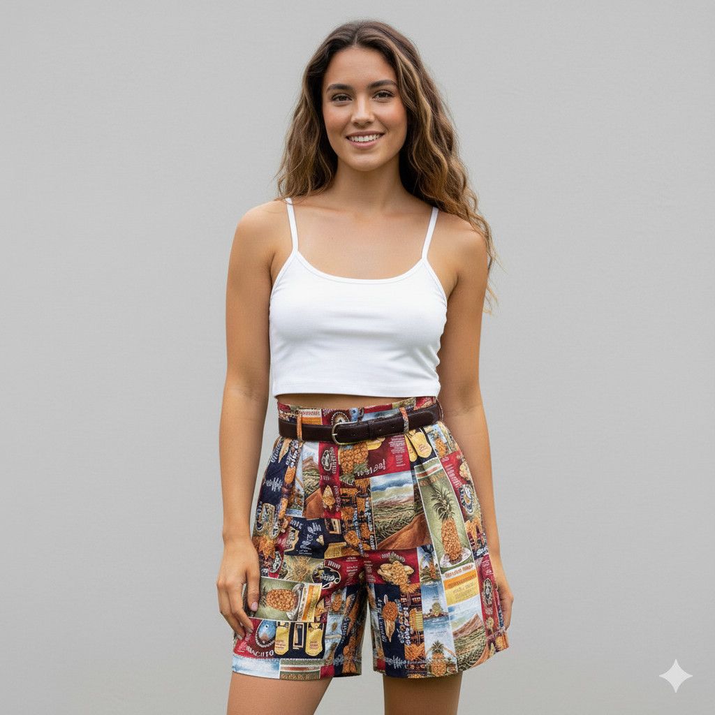 Handmade Handmade Hawaiian Pineapple Print Paperbag Shorts - Medium Size 30" / US 8 / IT 44 - 9 Thumbnail