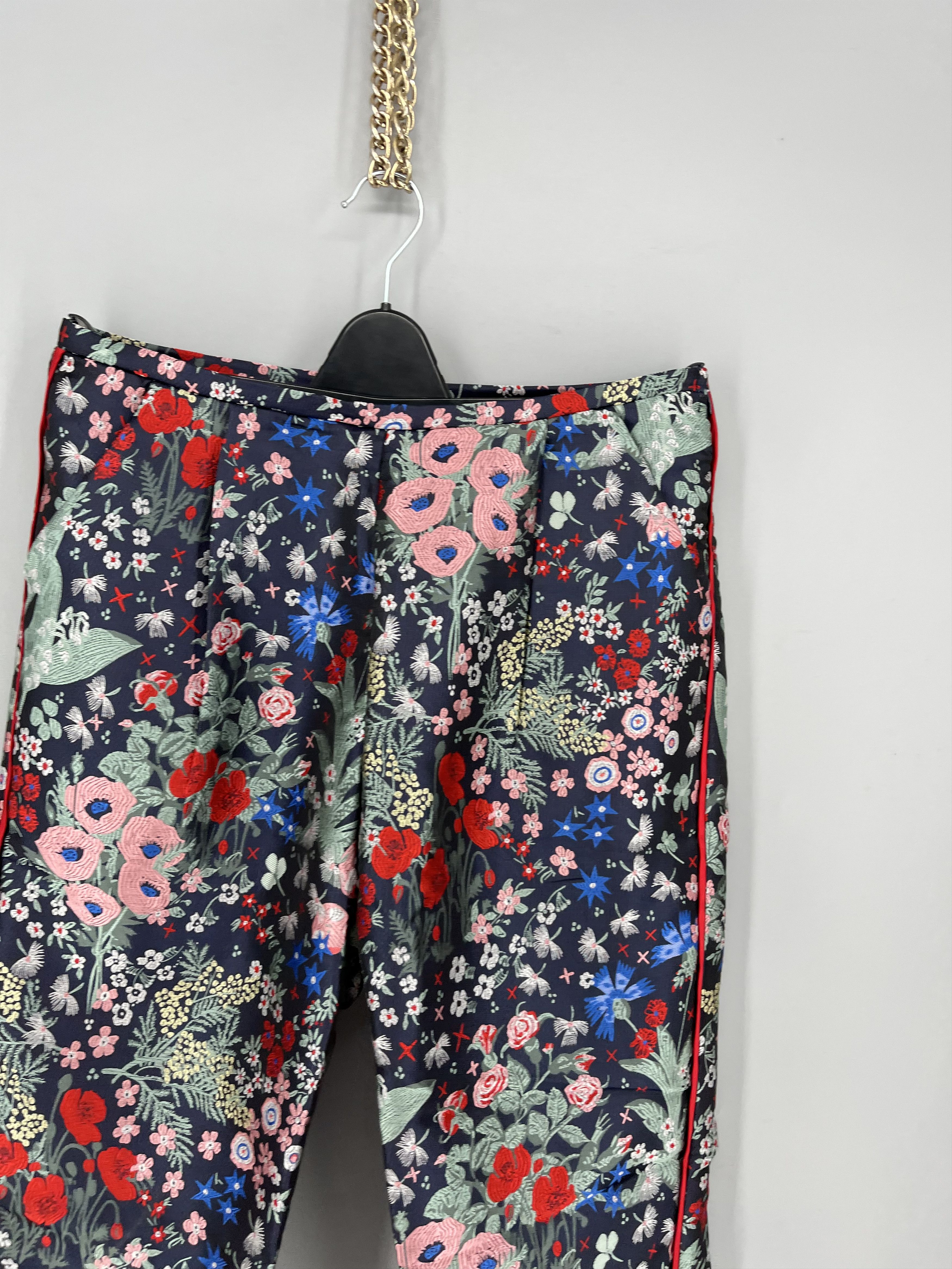 Vintage NEW SISTER JANE Floral Jacquard Trousers Size 30" / US 8 / IT 44 - 4 Thumbnail