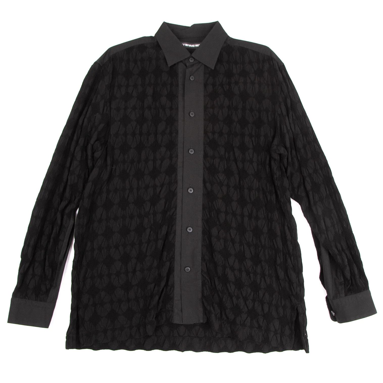 Issey Miyake Waffle Jacquard Shirt in Black Size 3 Size US L / EU 52-54 / 3 - 1 Thumbnail