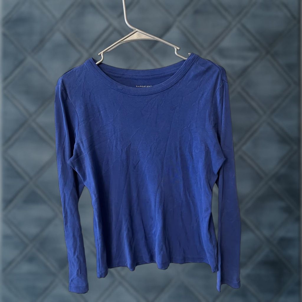 Lands' End Lands' End Top T-Shirt Women’s Small Blue Long Sleeve Round Neck Solid Casual Shirt Womens S Blue Lands' End Indoor? Size S / US 4 / IT 40 - 1 Thumbnail