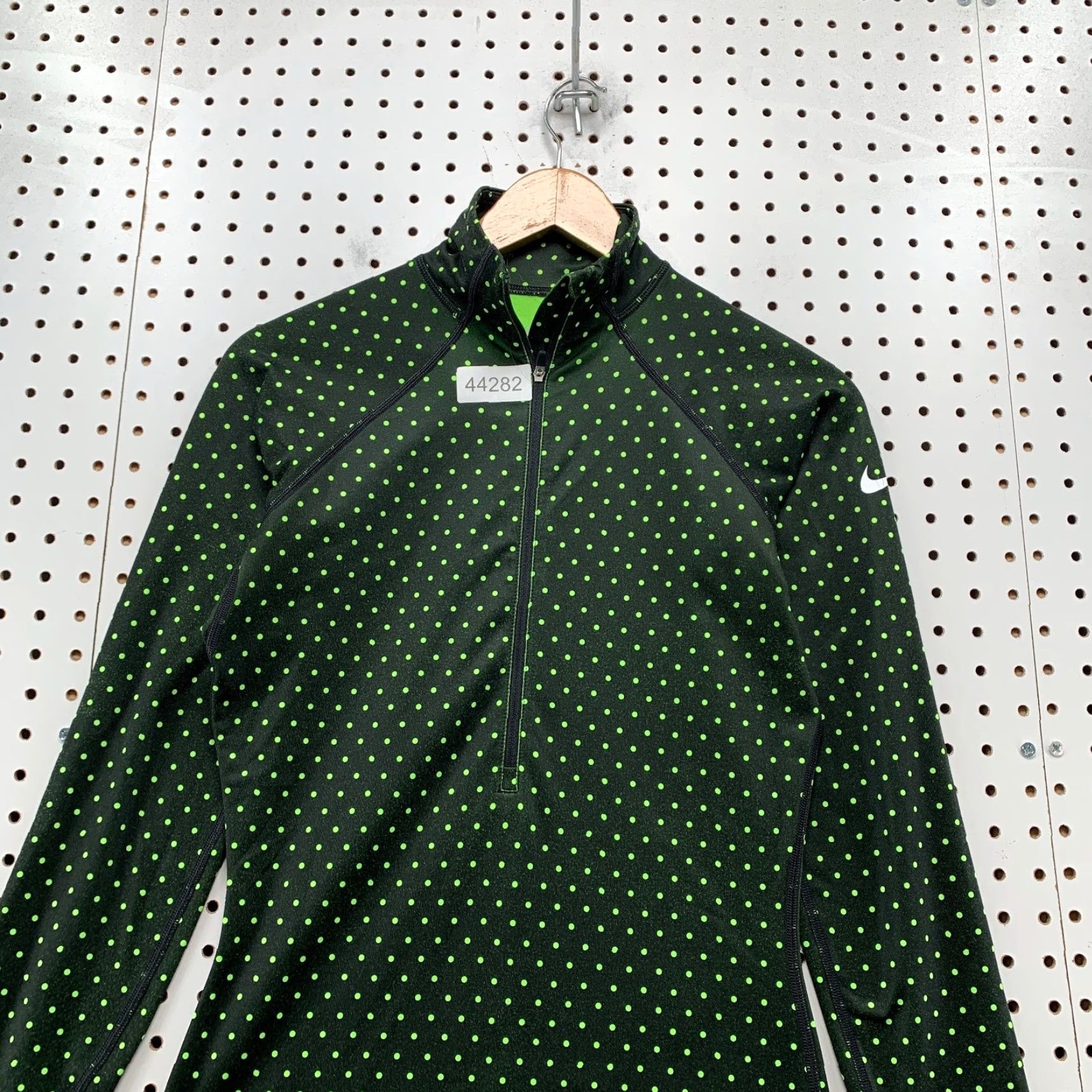 Nike Nike Pro Hyperwarm Womens 1/2 Zip Active Pullover Green Polka Dot Warm Workout Shirt Size M / US 6-8 / IT 42-44 - 2 Thumbnail