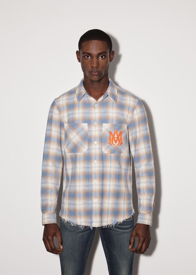 Amiri o1gr1nt0426 MA Vintage Stencil Plaid Shirt in Blue Size US L / EU 52-54 / 3 - 2 Thumbnail