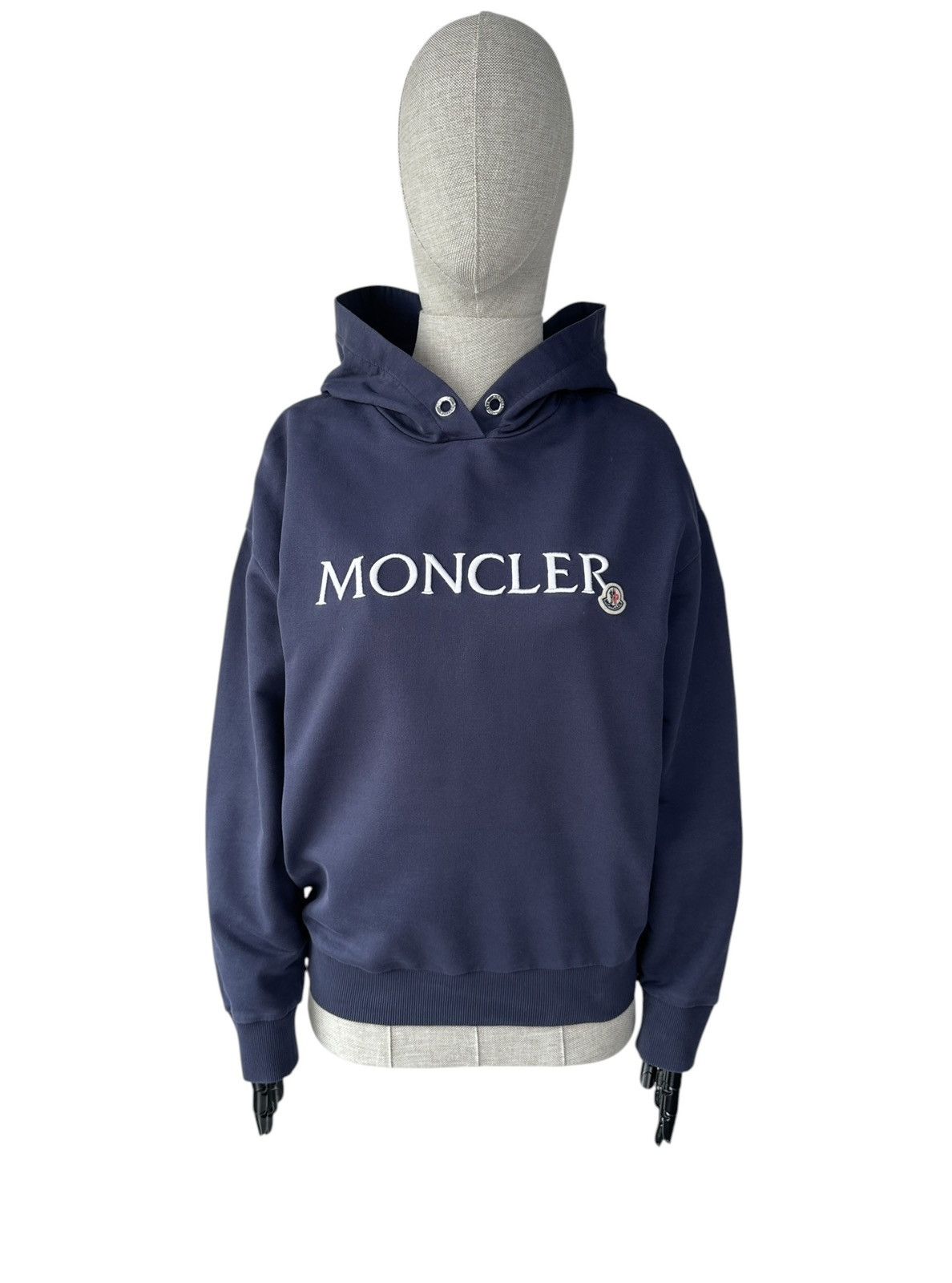 Moncler MONCLER Women’s Big Logo Navy Cotton Hoodie Sweatshirt Sz XS Size XS / US 0-2 / IT 36-38 - 1 Thumbnail