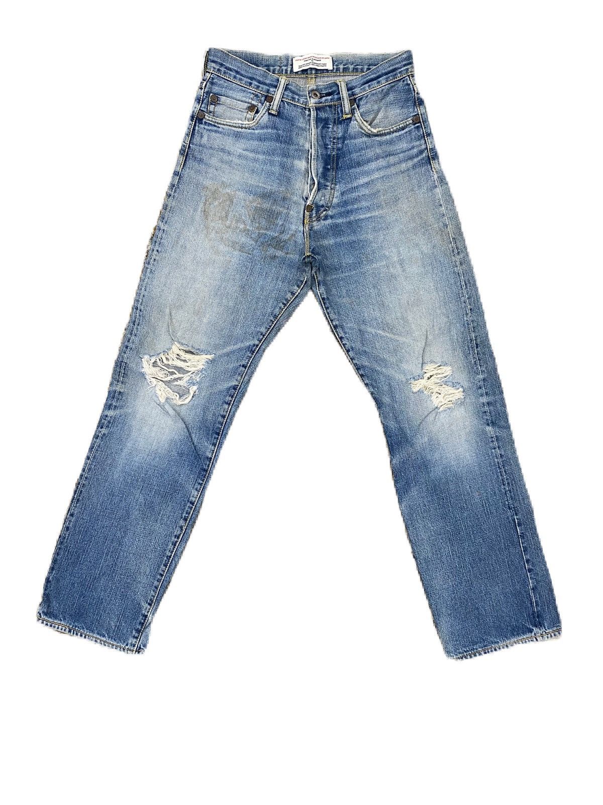 image of Ripped Style Evisu Paris Diacock Pocket Selvedge Denim in Blue, Men's (Size 28)