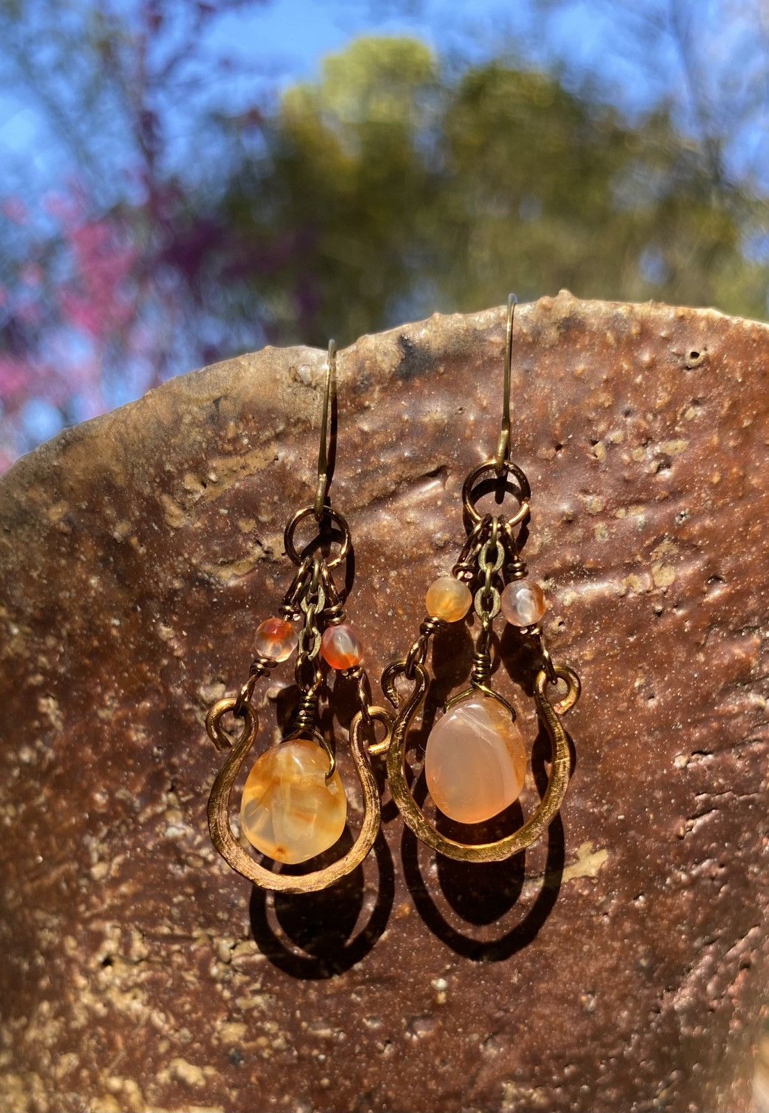 Handmade Carnelian Hoop Earrings Size ONE SIZE - 2 Thumbnail
