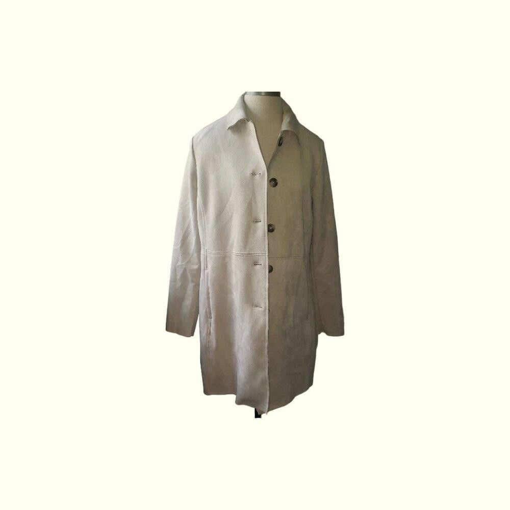 Designer CT1624 Tahari Faux Suede Button Down Jacket with Pockets Size L / US 10 / IT 46 - 1 Thumbnail