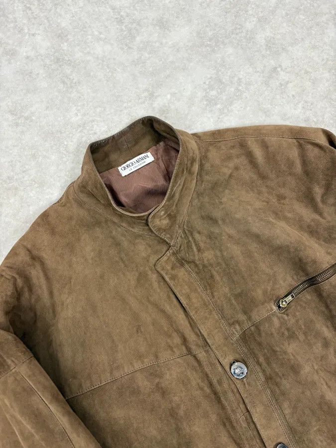 Armani Collezioni 2000s Giorgio Armani Le Collezioni Brown Suede Buttoned Leather Jacket Size US XS / EU 42 / 0 - 5 Thumbnail