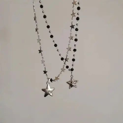 Jewelry Double Star Pendant Necklace Size ONE SIZE - 2 Thumbnail