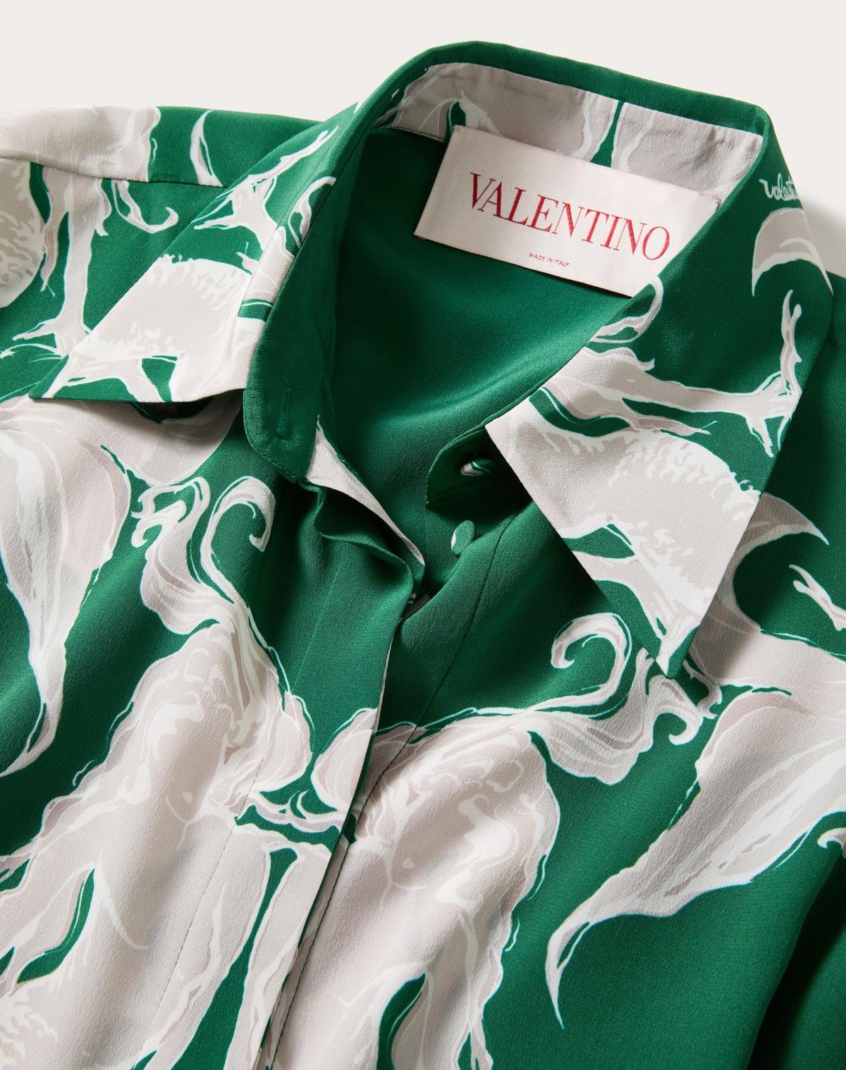 Valentino o1s1wg110525 Siren Small Crepe De Chine Dress in Green Size XS / US 0-2 / IT 36-38 - 3 Thumbnail
