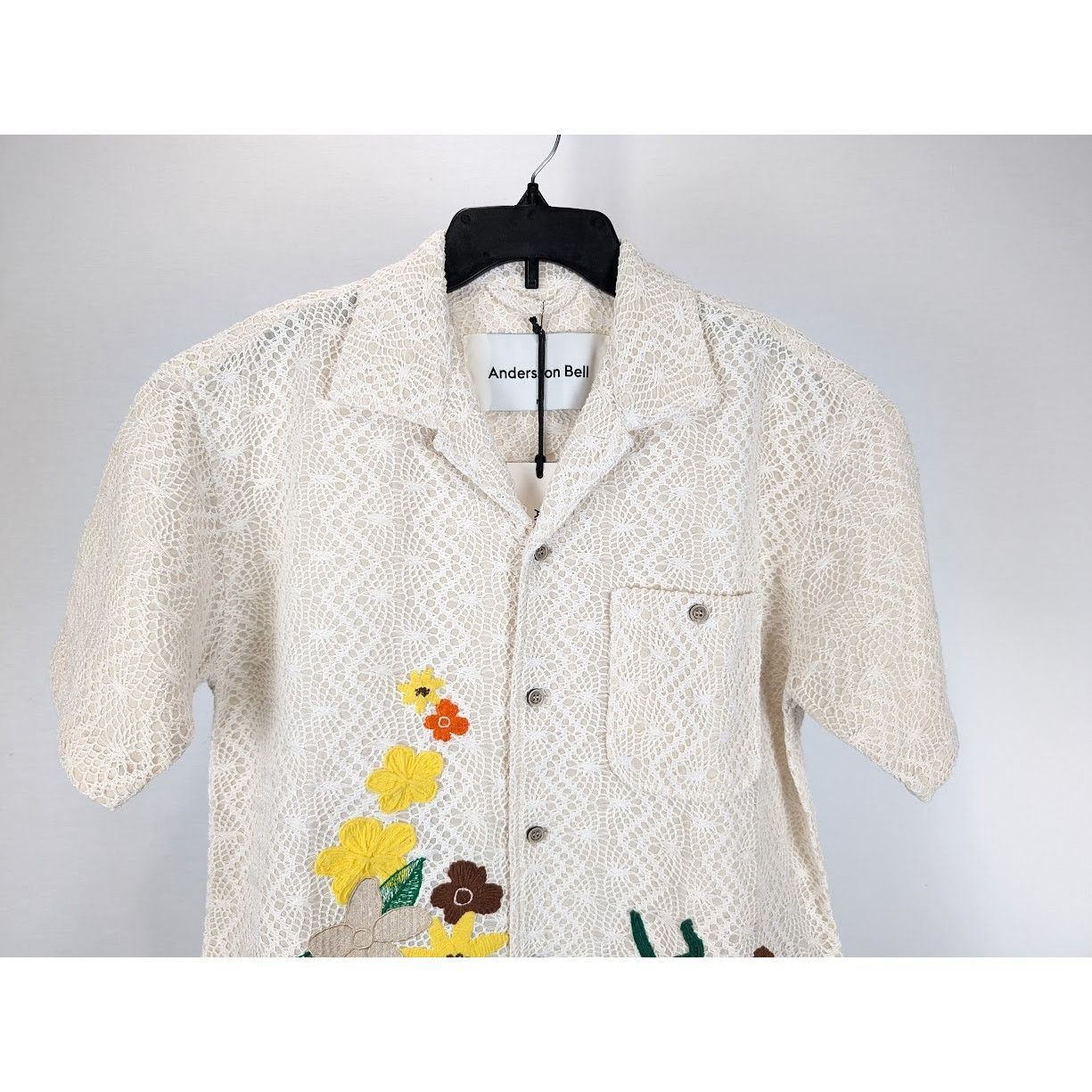 Andersson Bell o1rshd1 Flower Embroidery Open Collar Shirt in White Size US M / EU 48-50 / 2 - 9 Thumbnail