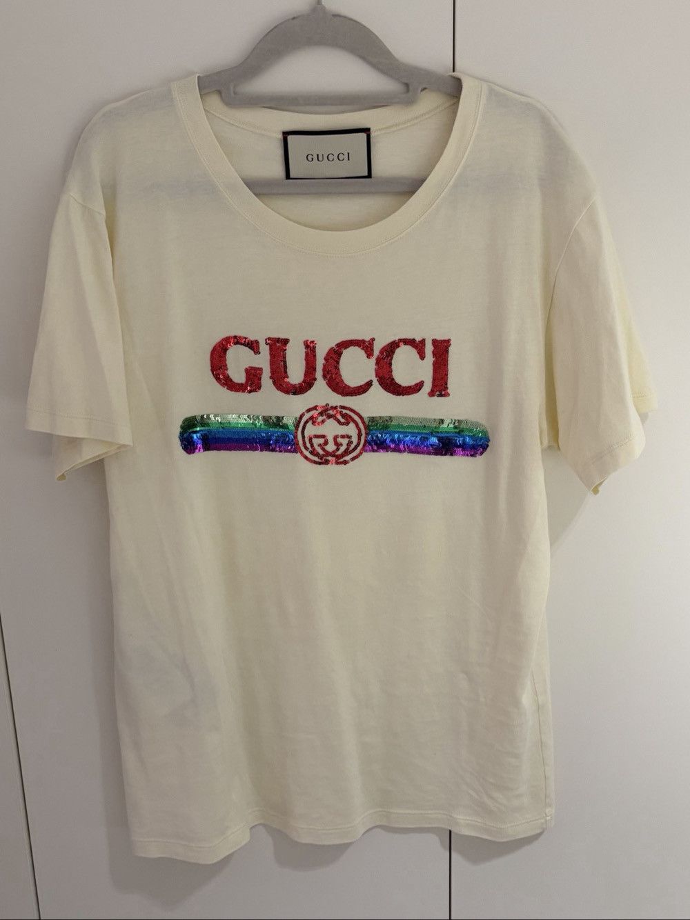 Gucci Gucci Sequin Logo T-Shirt Size XS Size XS / US 0-2 / IT 36-38 - 1 Thumbnail