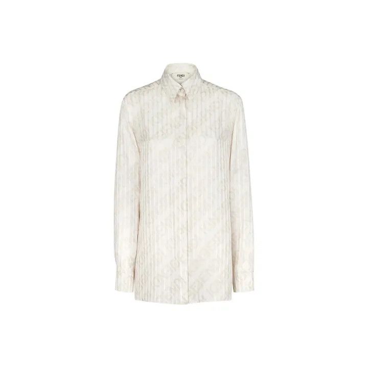 Fendi Fendi Women's Striped Letter Print Long Sleeve Shirt 0079 Size M / US 6-8 / IT 42-44 - 1 Thumbnail