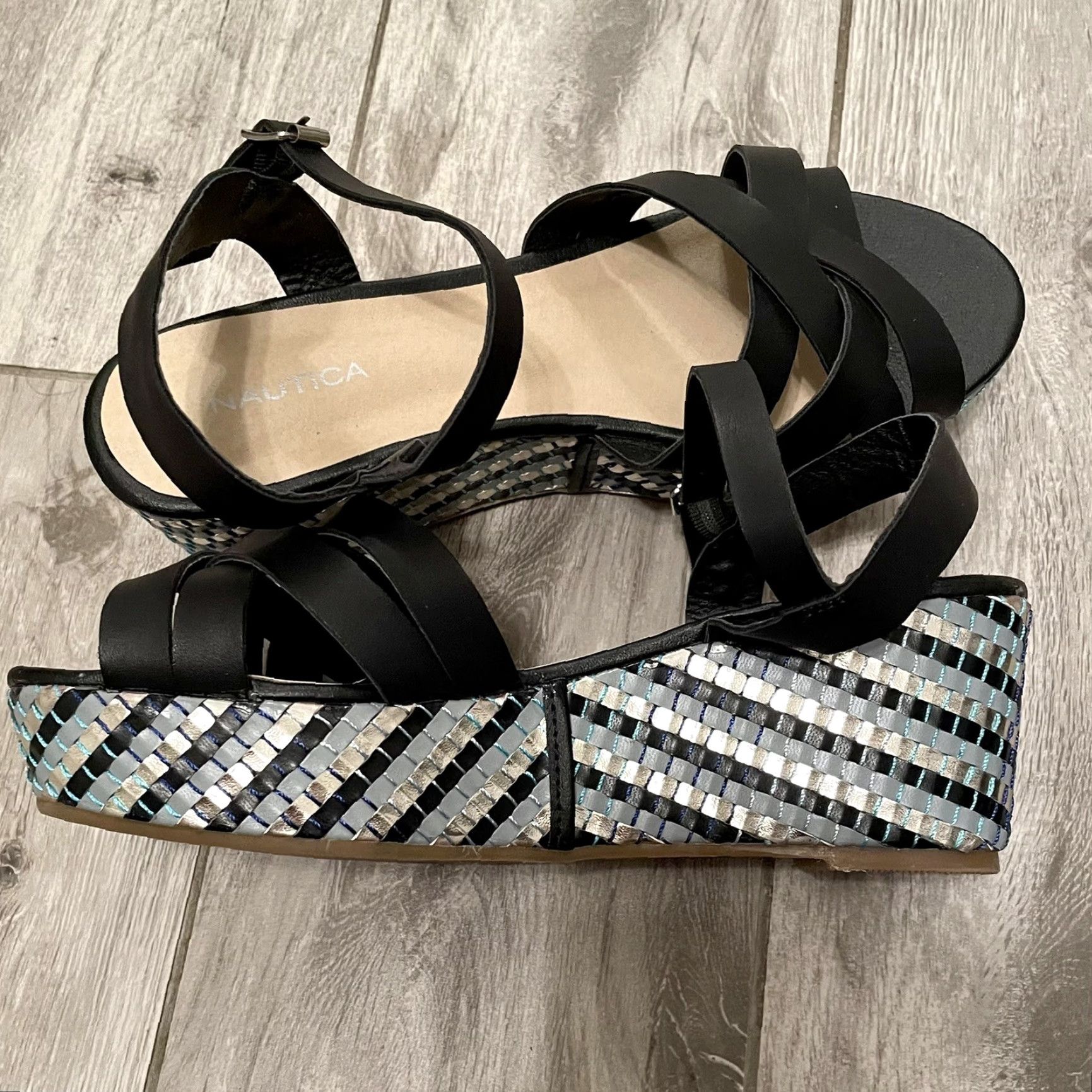 Nautica Nautica Sandal Platform Wedge Vegan Leather Boho Black 7.5 Women Size US 8 / IT 38 - 3 Thumbnail