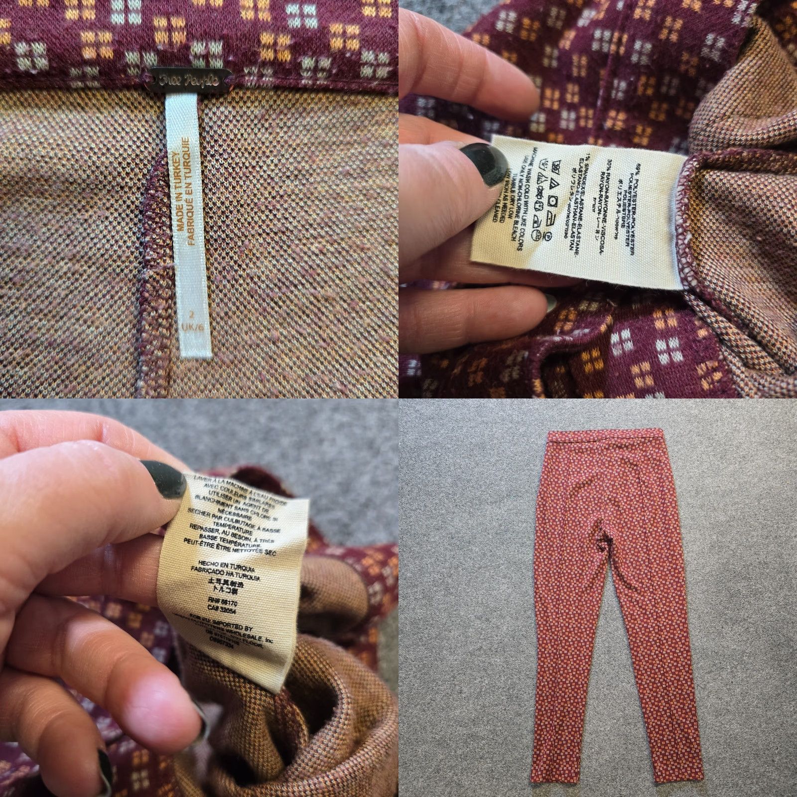 Free People Free People Pants Womens Size 2 Red Knit Stretch Skinny Office Career Casual Size 26" / US 2 / IT 38 - 8 Thumbnail