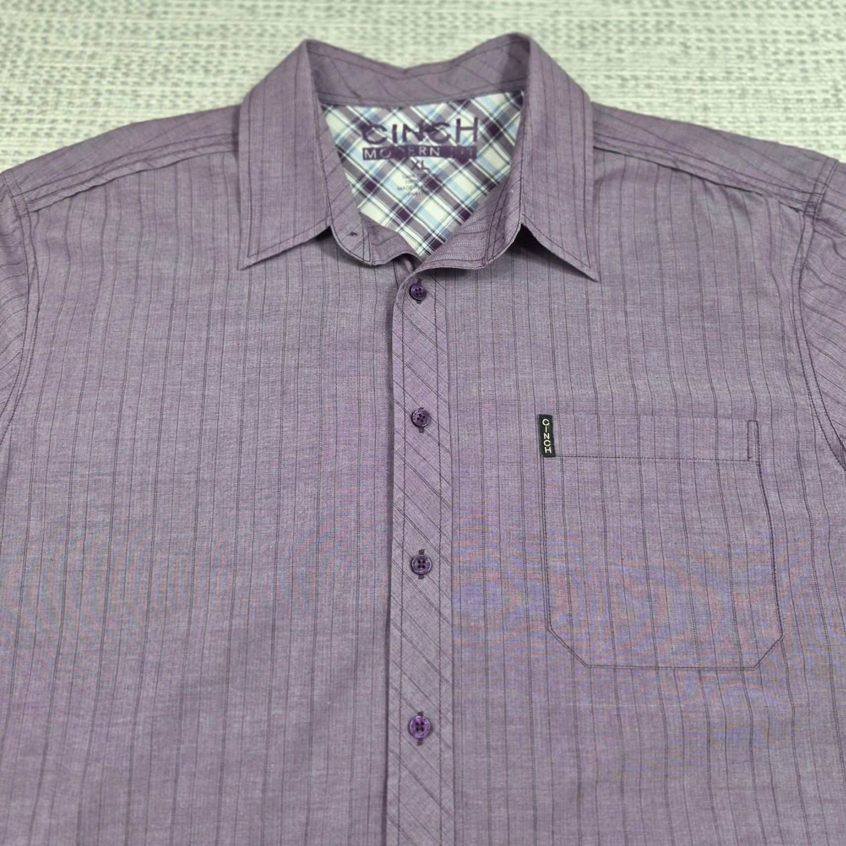 Vintage Cinch Button Up Shirt Mens XL Purple Striped Modern Fit Long Sleeve Western Size US XL / EU 56 / 4 - 5 Thumbnail