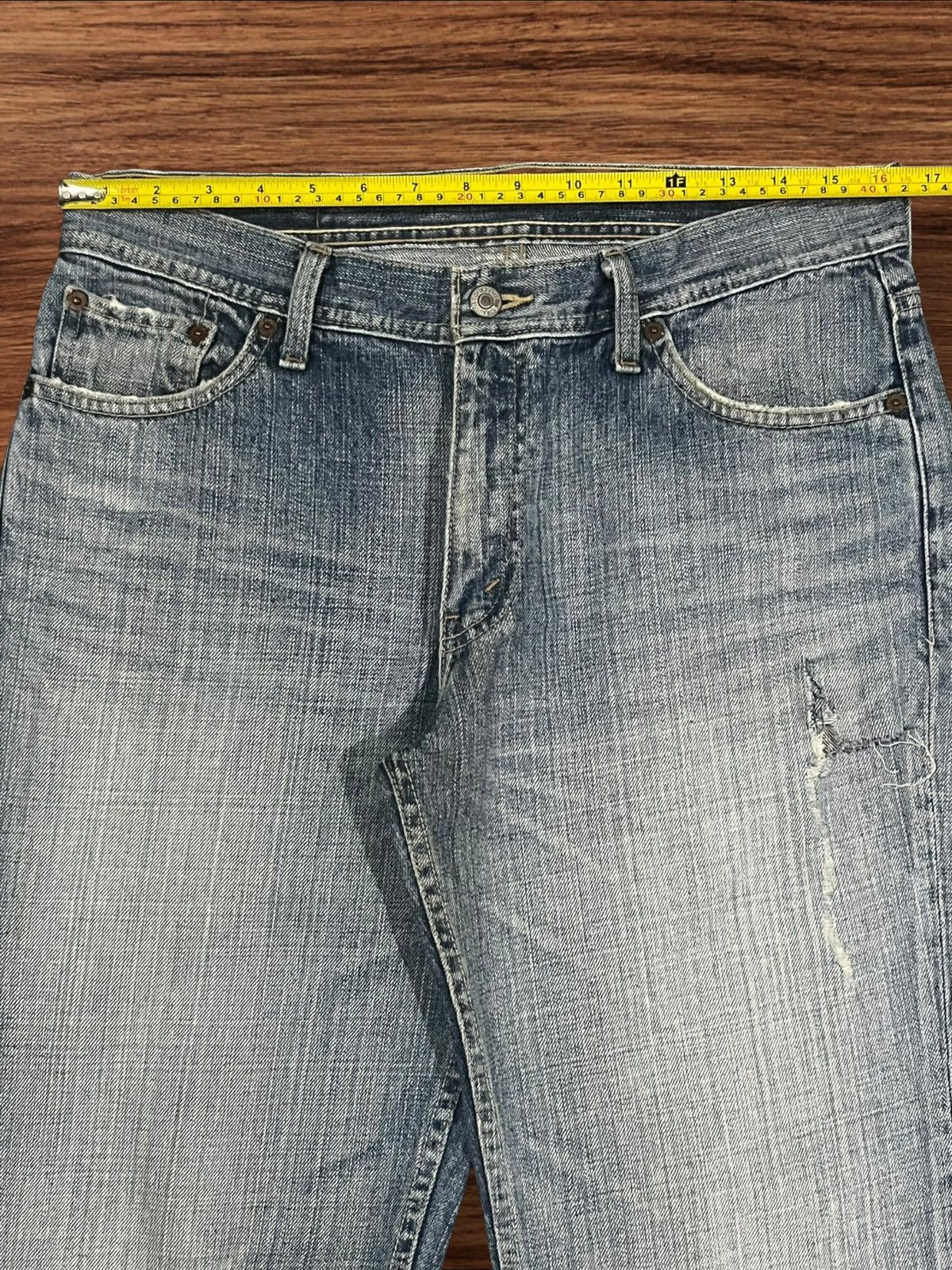 Levi's Vintage Y2K Levi’s Blue Washed Distressed Flare Jeans Size US 31 - 15 Thumbnail