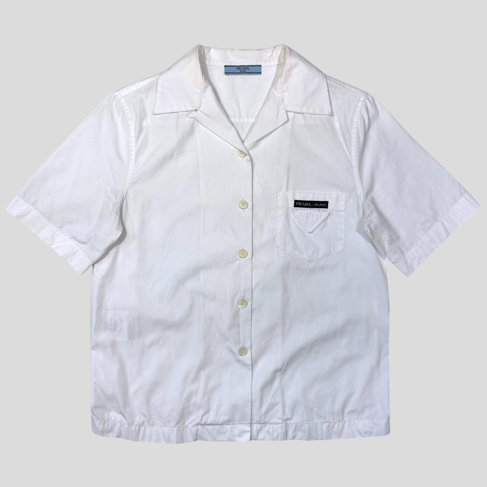 Prada Prada Milano 2019 Camp Collar Triangle Logo Boxy Shirt IT38 Size S / US 4 / IT 40 - 1 Thumbnail
