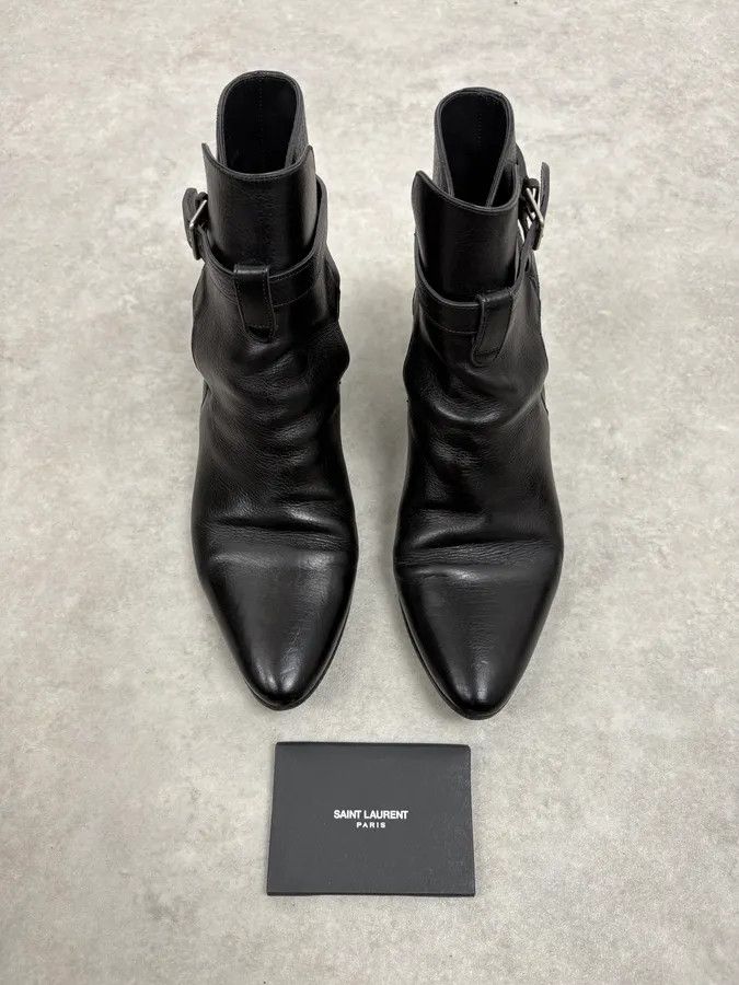 Saint Laurent Paris Saint Laurent Black Rock Leather Ankle Boots Size US 5.5 / EU 38 - 2 Thumbnail