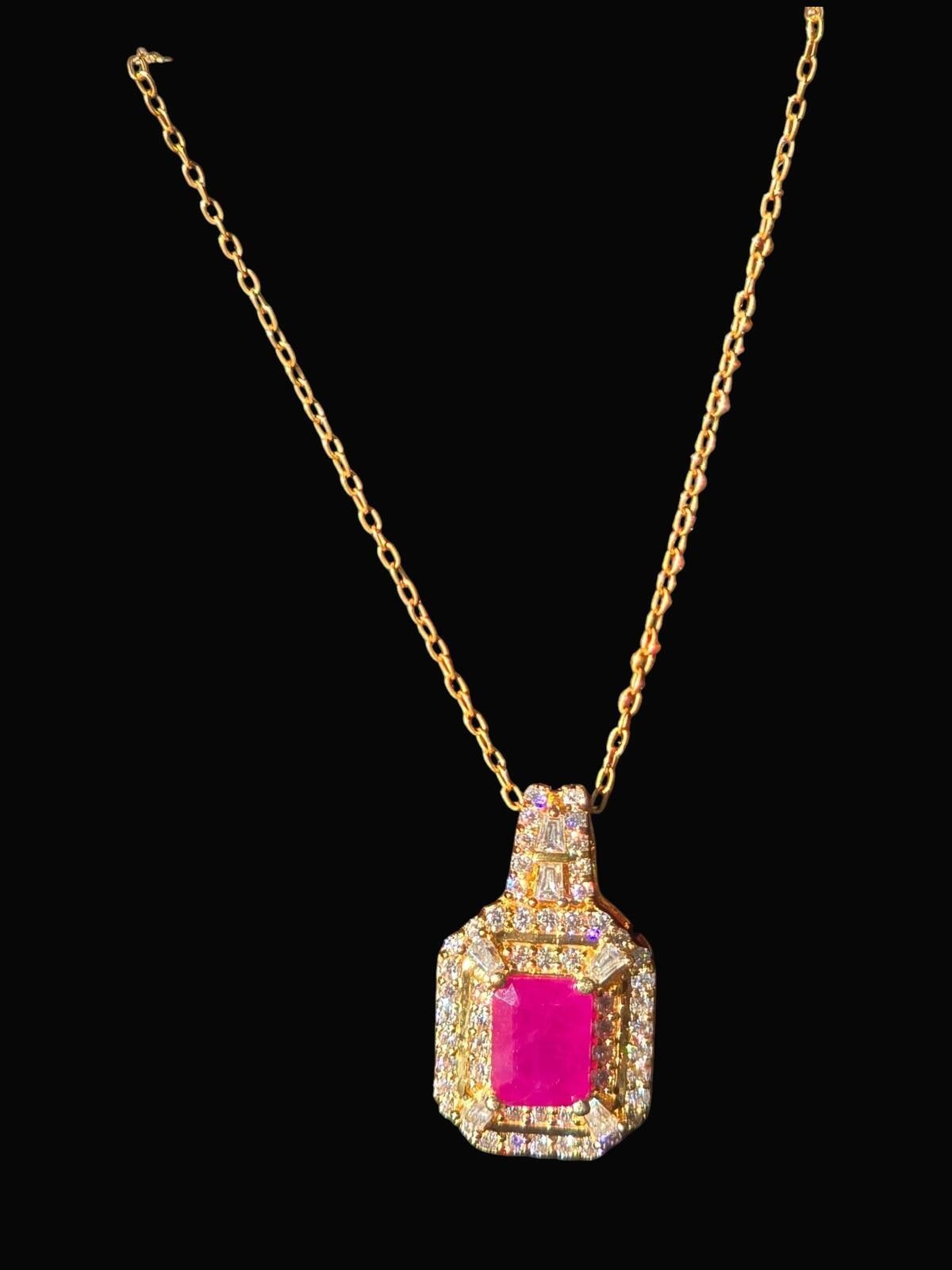 Other Taveta Ruby & Moissanite Pendant 18k Vermeil Yellow Gold Size ONE SIZE - 1 Thumbnail