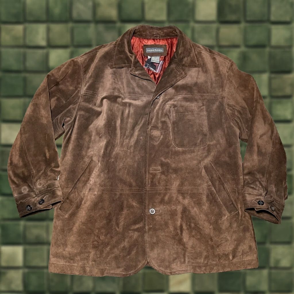 Banana Republic VINTAGE Banana Republic Leather Coat Mens Large Suede Lined Heavy Duty Bomber Jacket Brown 32 in Long 26 in Wide Men’s Regular Size US L / EU 52-54 / 3 - 1 Thumbnail