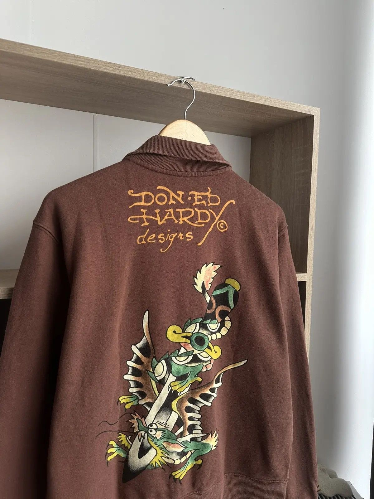 Christian Audigier × Ed Hardy × Vintage Vintage Ed Hardy Christian Audigier Brown Hoodie Size US M / EU 48-50 / 2 - 16 Thumbnail