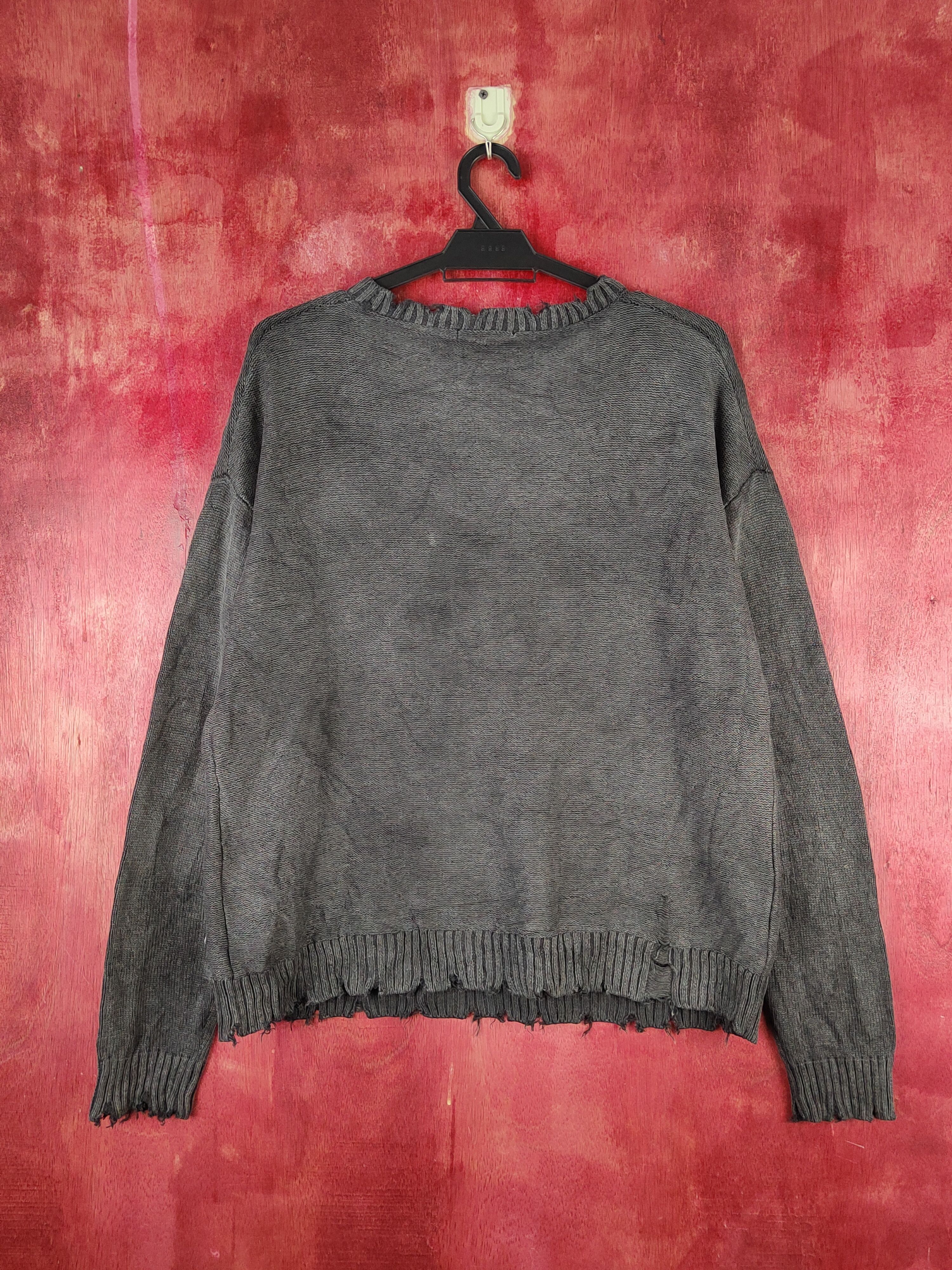 Japanese Brand Jeanasis Black Faded ripped distressed Sweatshirts #S1684 Size US M / EU 48-50 / 2 - 11 Thumbnail