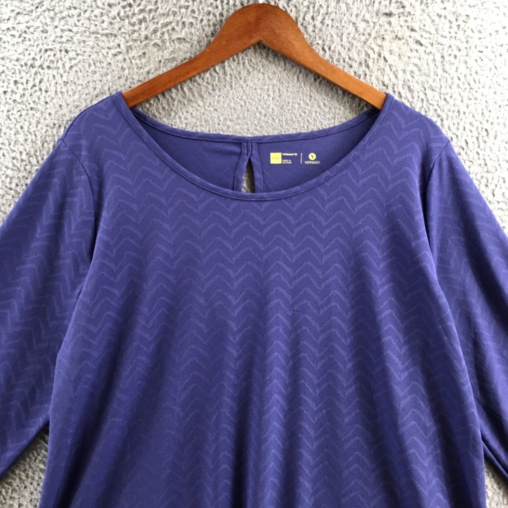 Vintage Xersion Shirt Womens 2XL Skipper Blue Textured Relaxed Fit Polyester Stretch NEW Blouse Casual Shirts Classic All Seasons Mens Womens Girls Boys Size XXL / US 16-18 / IT 52-54 - 2 Thumbnail