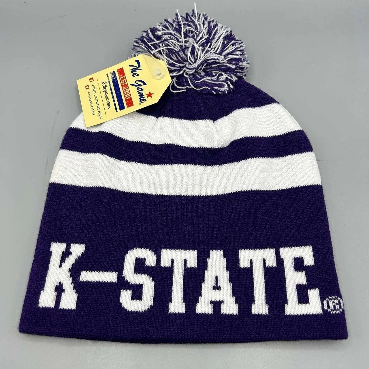 The Game Kansas State Wildcats NCAA Hat Purple White Beanie Pom Pom Size ONE SIZE - 1 Thumbnail