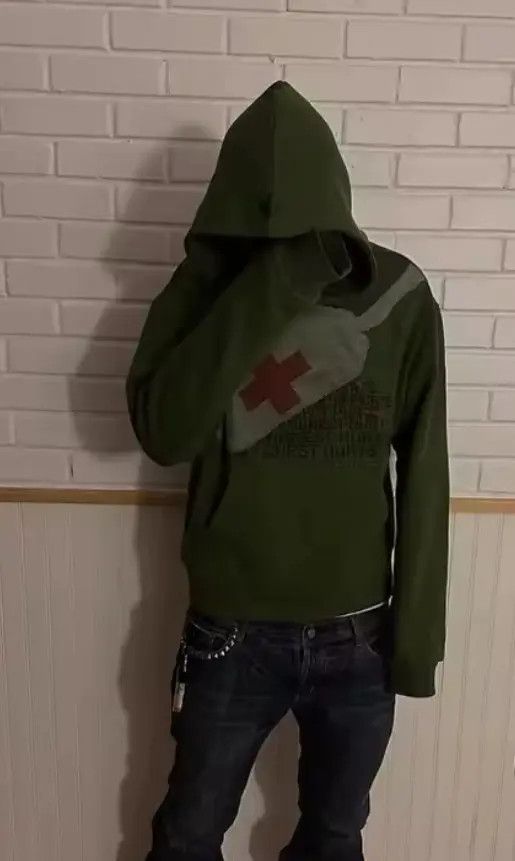 Other High Street Retro Punk Niche Crossbody Design Green Hoodie Size US M / EU 48-50 / 2 - 2 Thumbnail