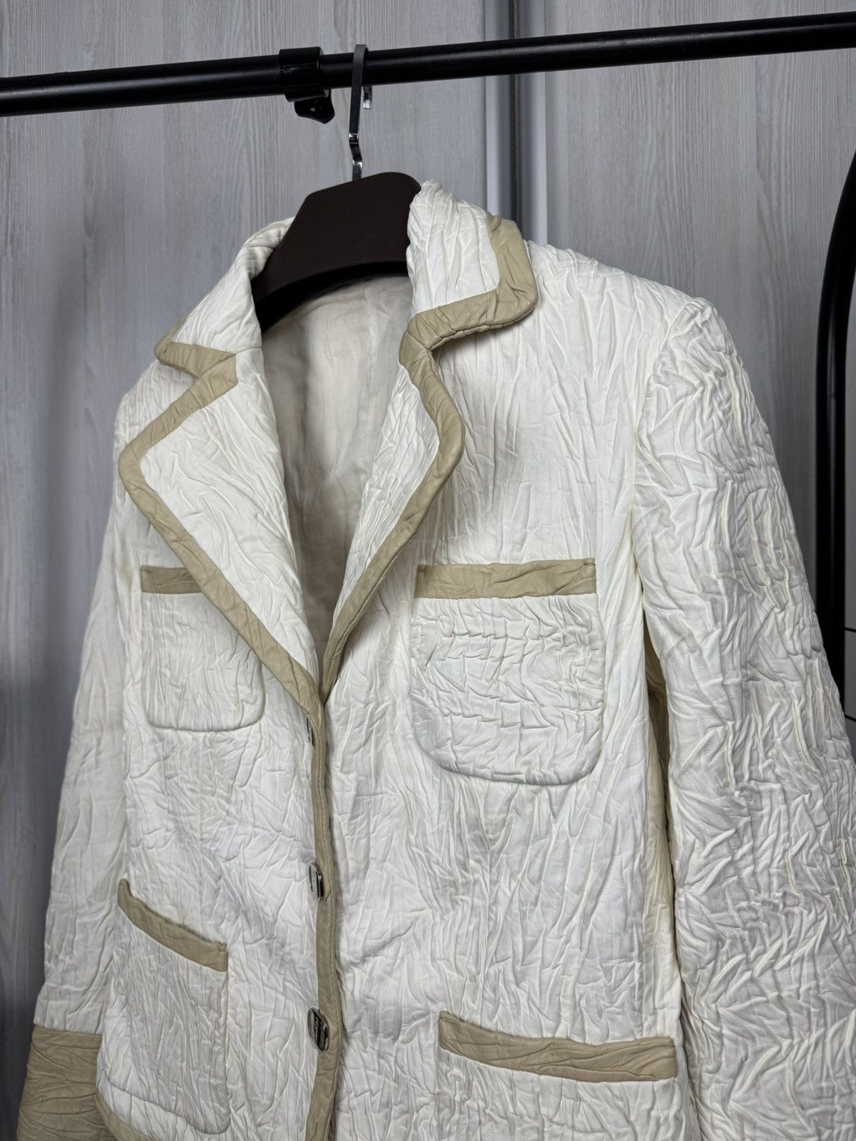 Salvatore Ferragamo Salvatore Ferragamo white leather biker jacket blazer Size M / US 6-8 / IT 42-44 - 7 Thumbnail