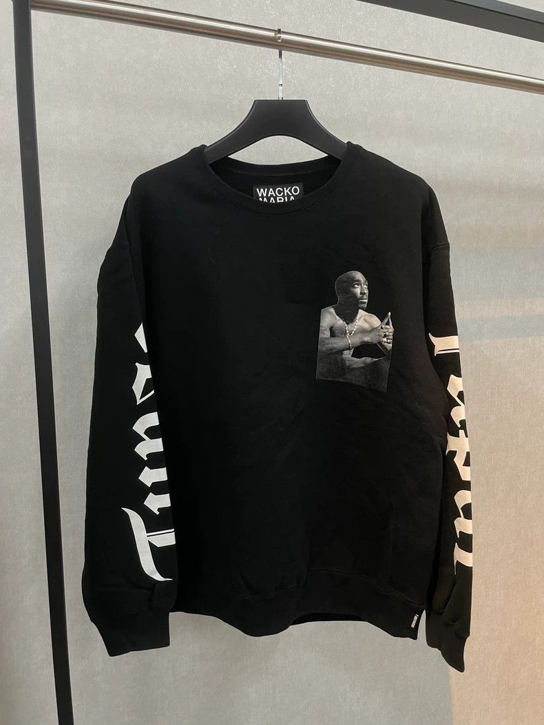 Wacko Maria Men's Long Sleeve Tupac Crew T-Shirt in Black Wacko