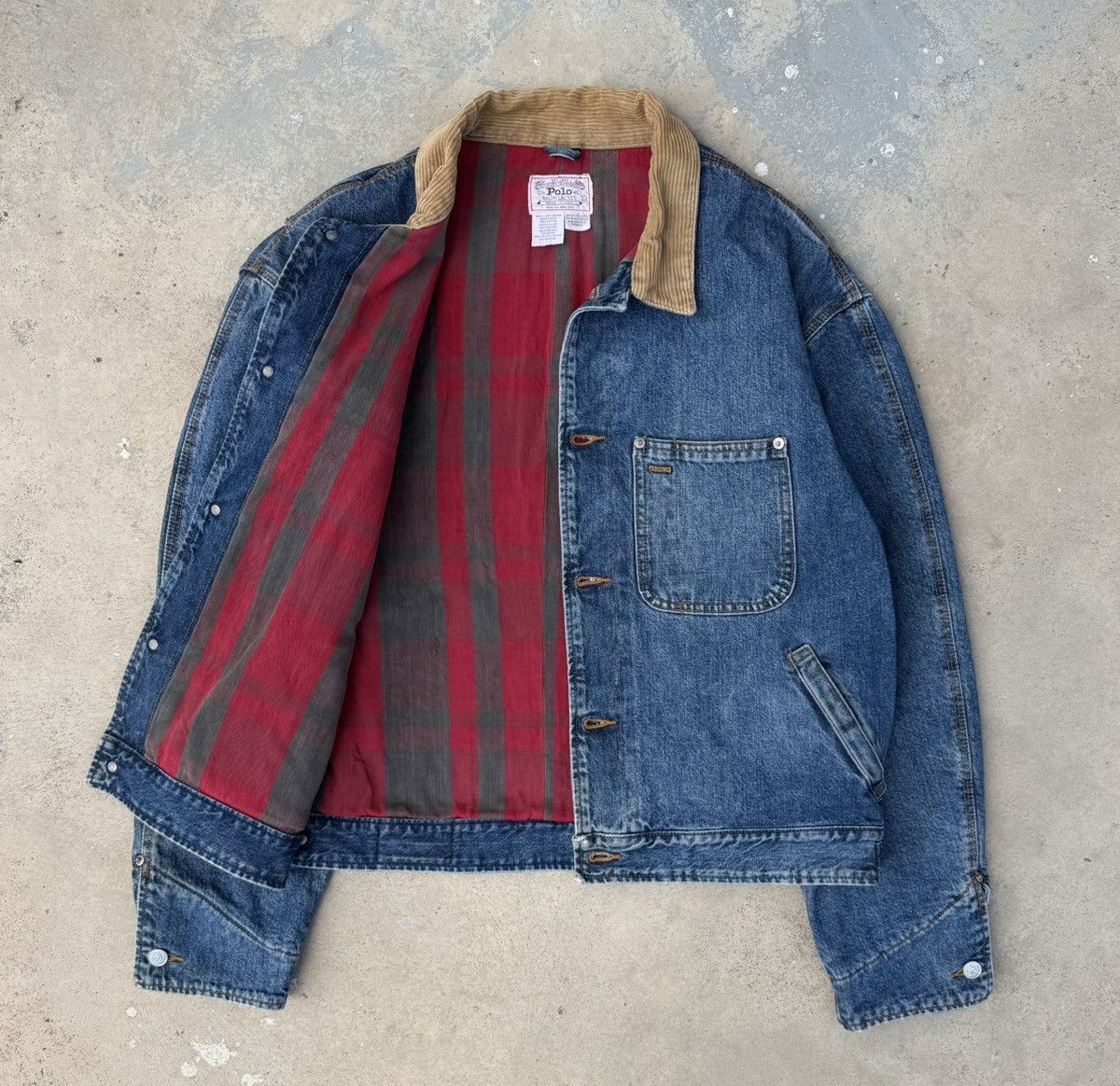 Polo Ralph Lauren Vintage Polo Ralph Lauren Denim Work Jacket Plaid Lining Size US L / EU 52-54 / 3 - 2 Thumbnail