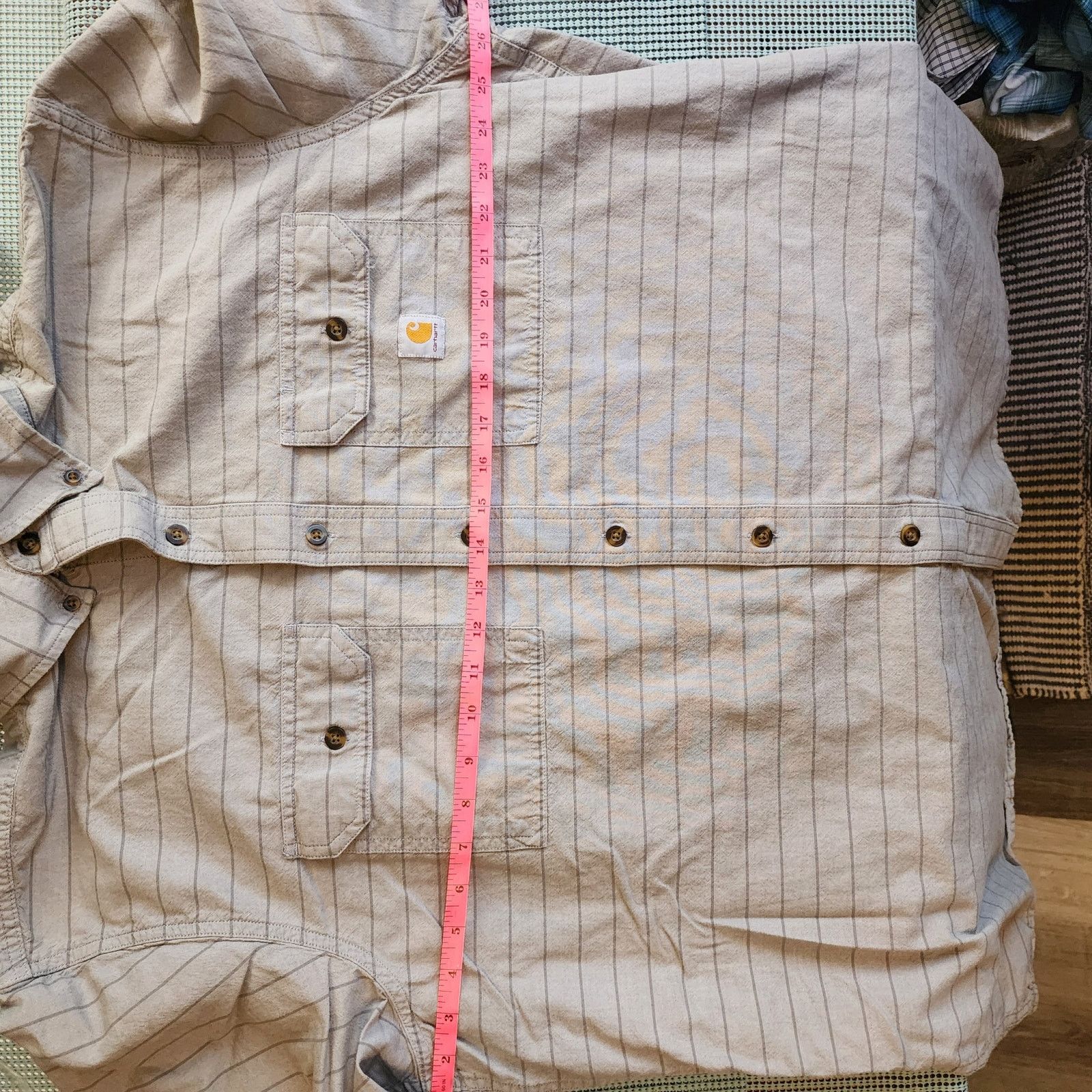 Carhartt Carhartt Men's XL Tall Loose Fit Gray Striped SS Shirt Size US XL / EU 56 / 4 - 4 Thumbnail
